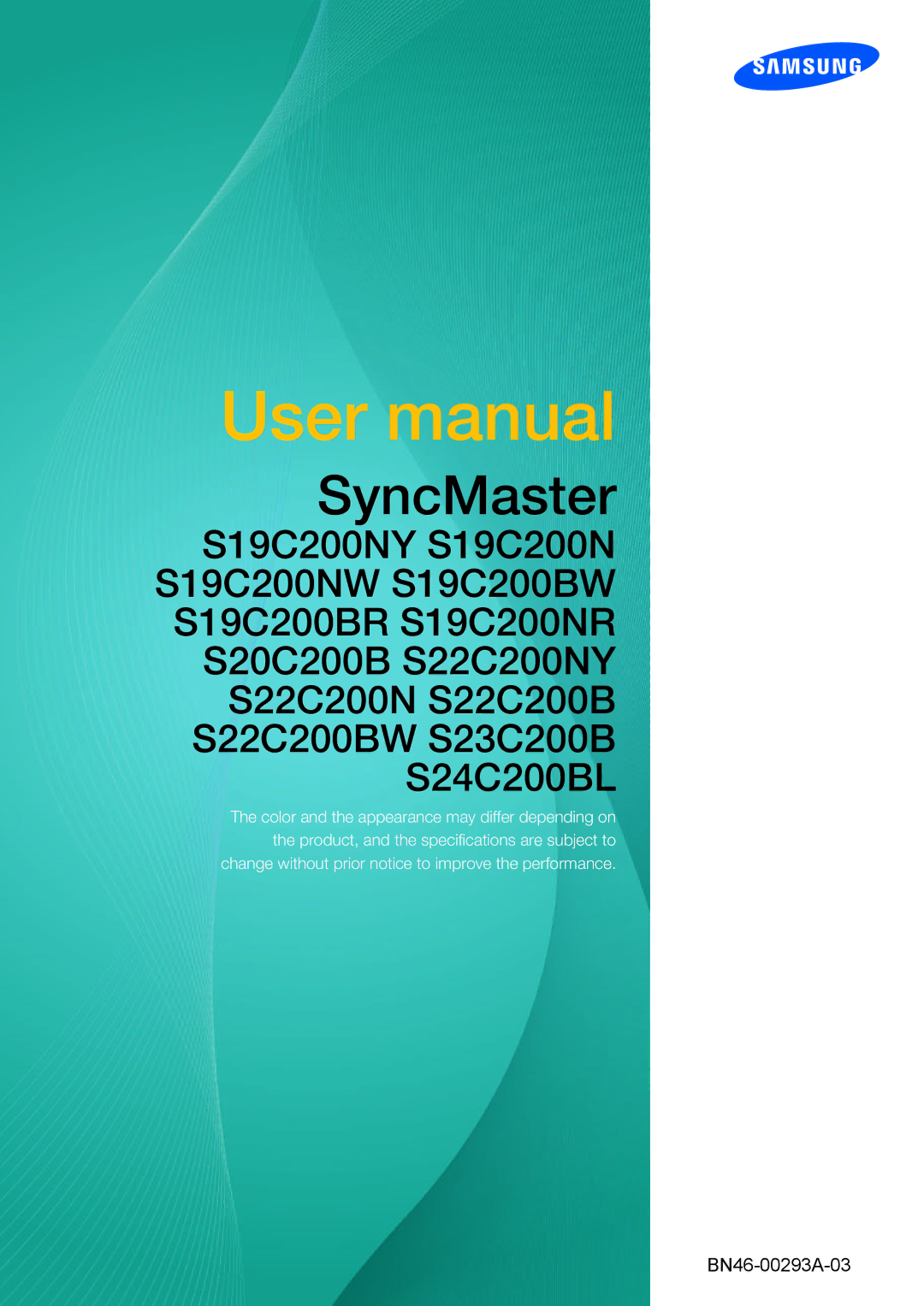 Samsung S19C200NY user manual SyncMaster 