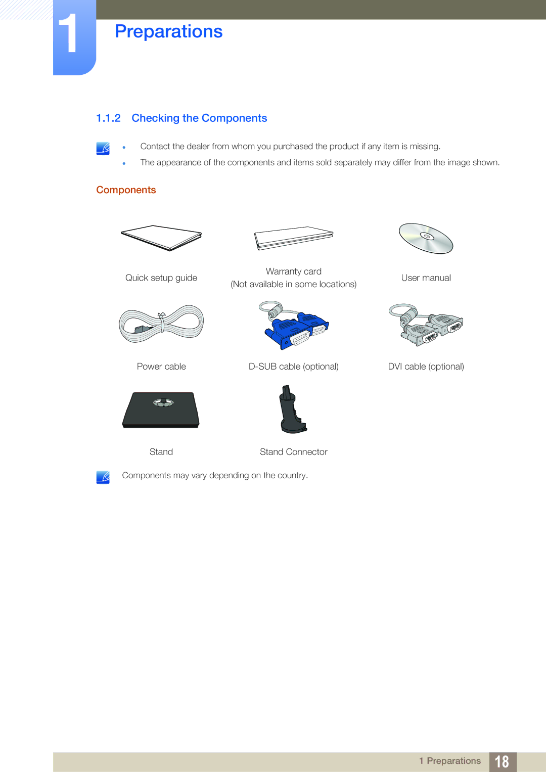 Samsung S19C200NY user manual Checking the Components 