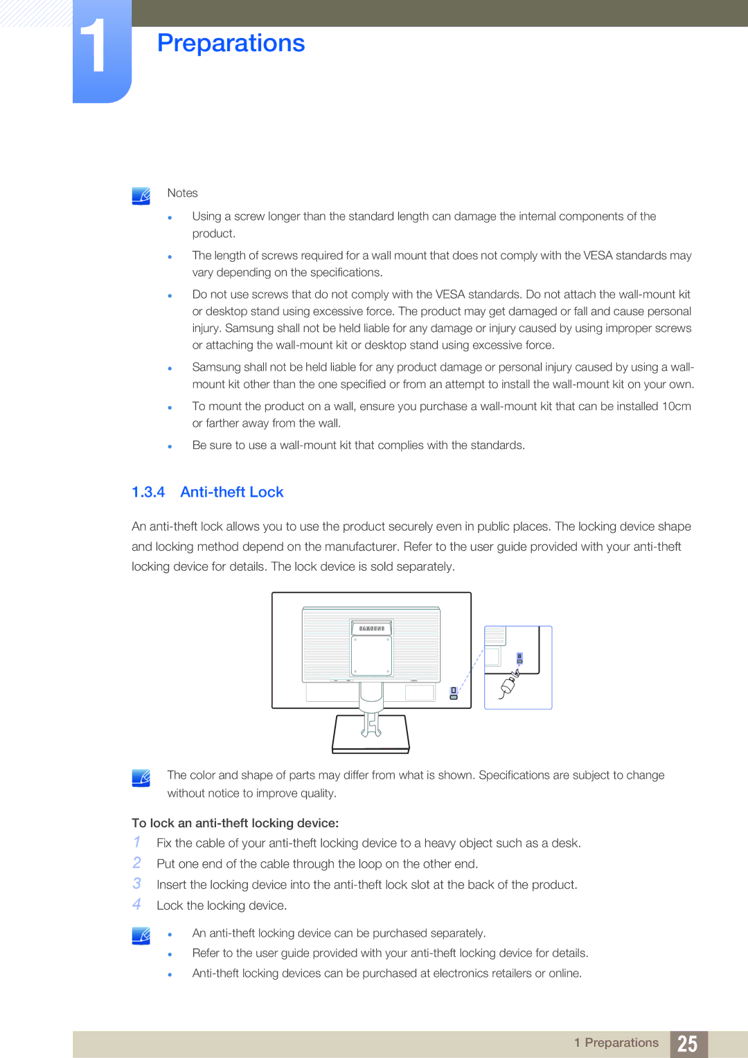 Samsung S19C200NY user manual Anti-theft Lock 