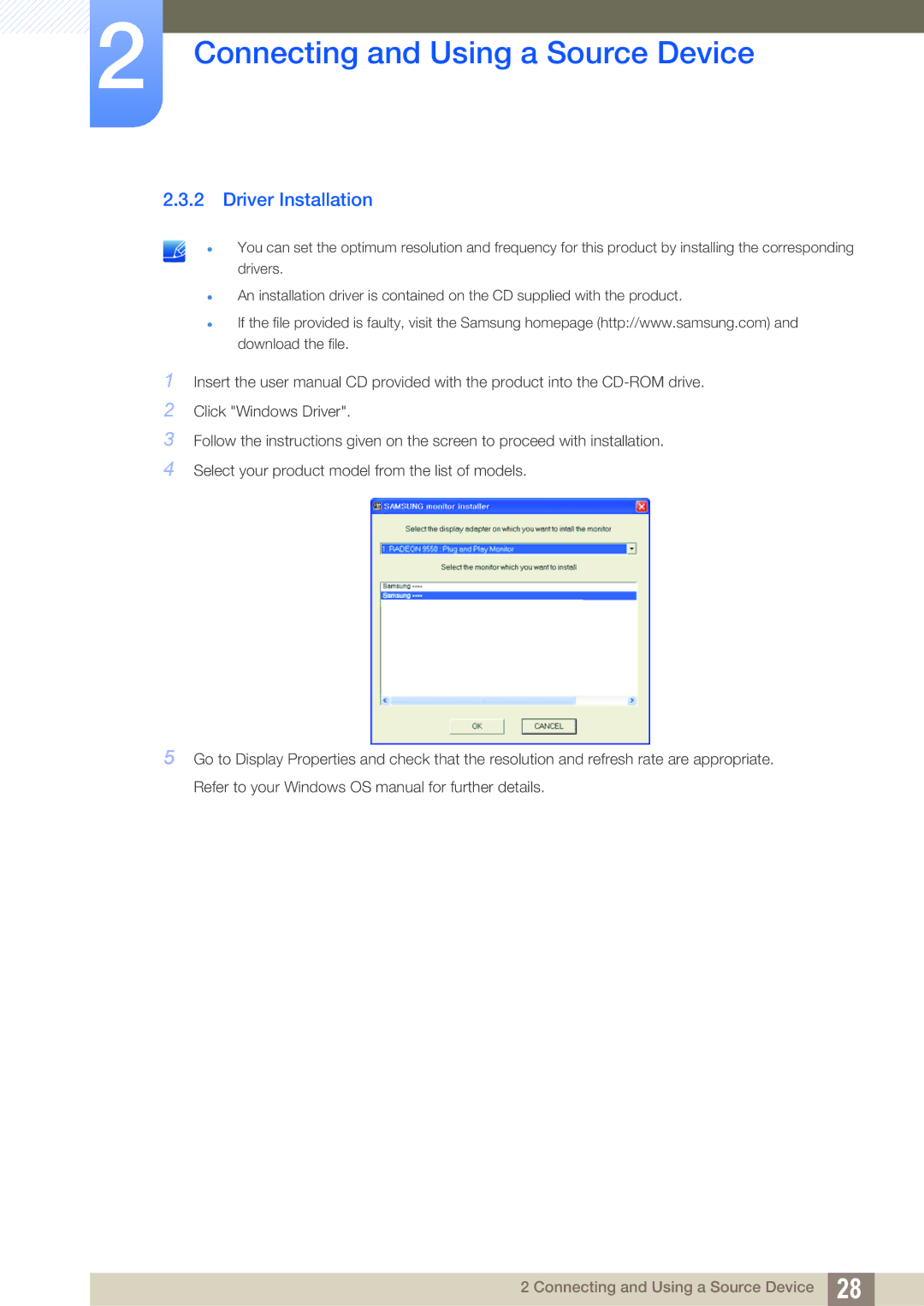 Samsung S19C200NY user manual Driver Installation 