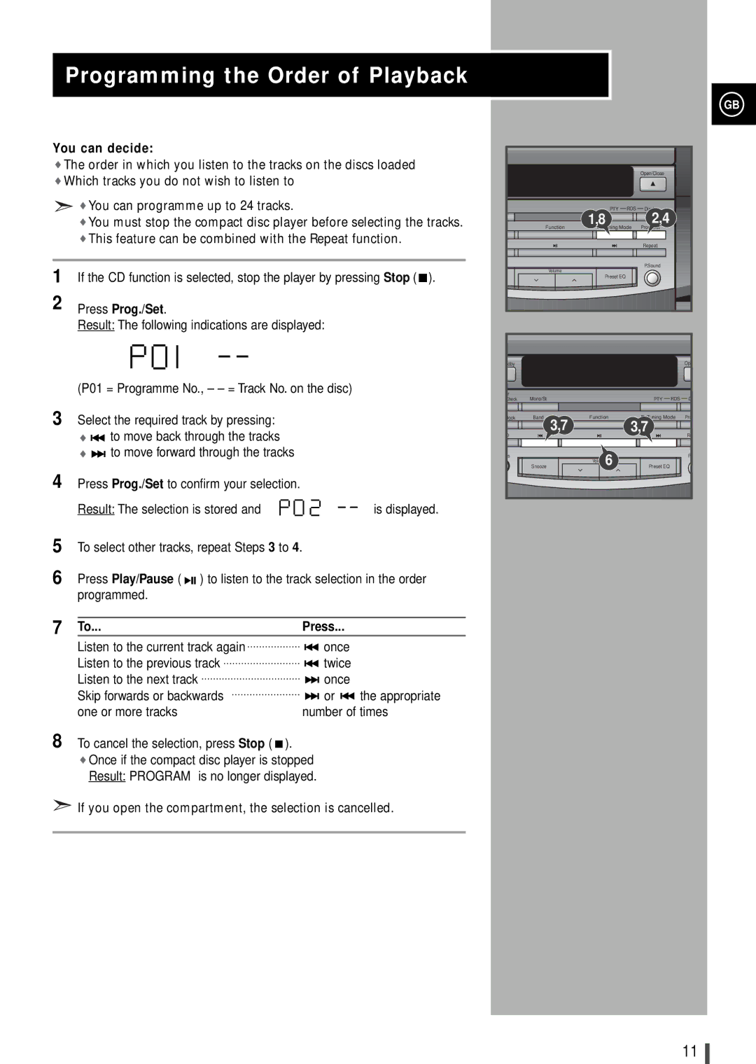 Samsung S2000RH/NSI, S2000RH/XEG, S2000RH/ELS manual Programming the Order of Playback, You can decide 