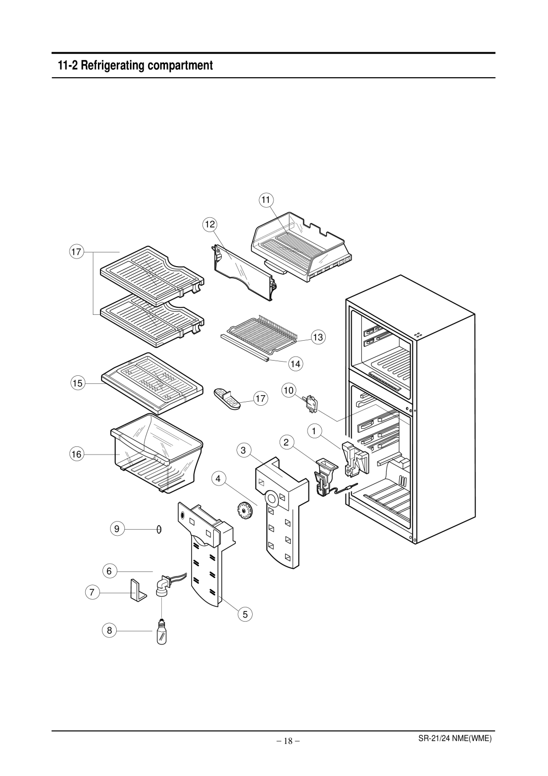 Samsung S21ENPSWHN/ITM, S24ENPSWHN/ITM, S24ENPSWQN/BUL manual Refrigerating compartment 