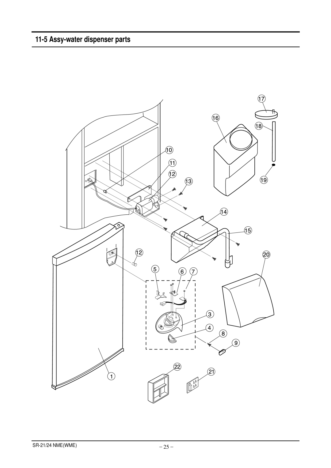 Samsung S24ENPSWHN/ITM, S21ENPSWHN/ITM, S24ENPSWQN/BUL manual Assy-water dispenser parts 