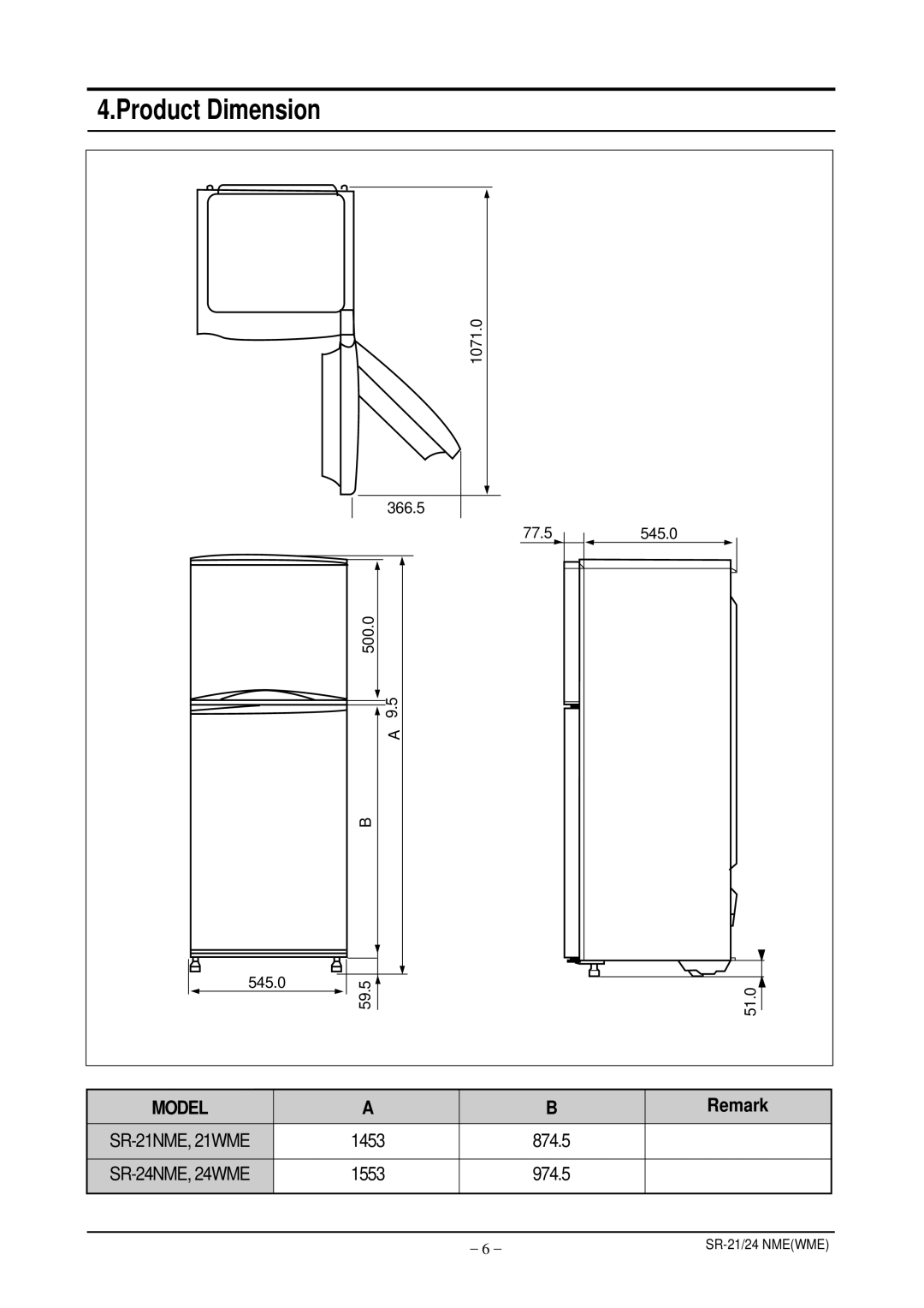 Samsung S21ENPSWHN/ITM, S24ENPSWHN/ITM, S24ENPSWQN/BUL manual Product Dimension 