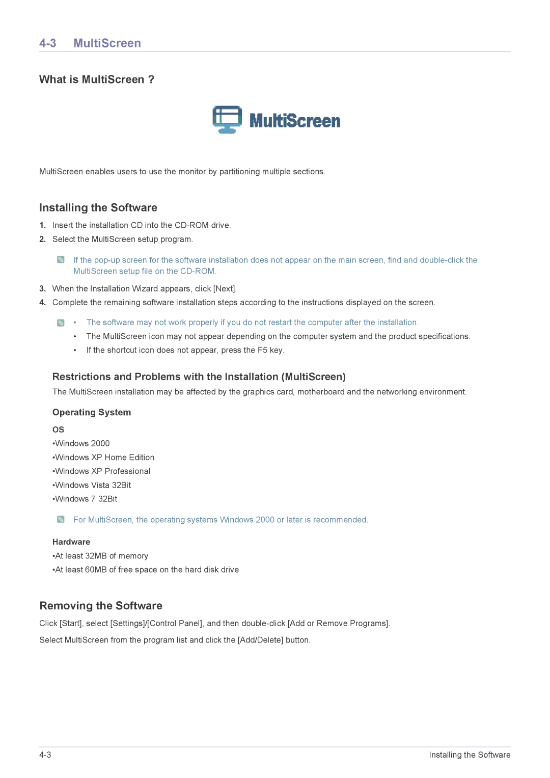 Samsung S19A200NW, S22A200B-2S user manual What is MultiScreen ? 