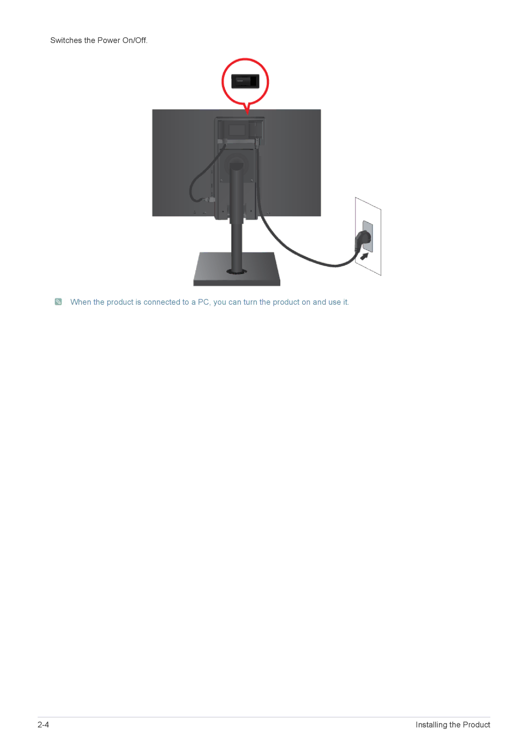 Samsung S22A460B user manual Switches the Power On/Off 