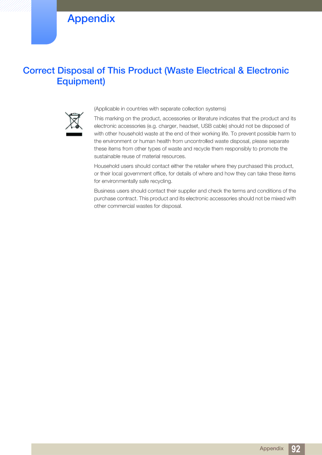 Samsung S24A850DW, S22A650D, S27A650D, S24A650D, S22C650D, S19A450BR user manual Appendix 