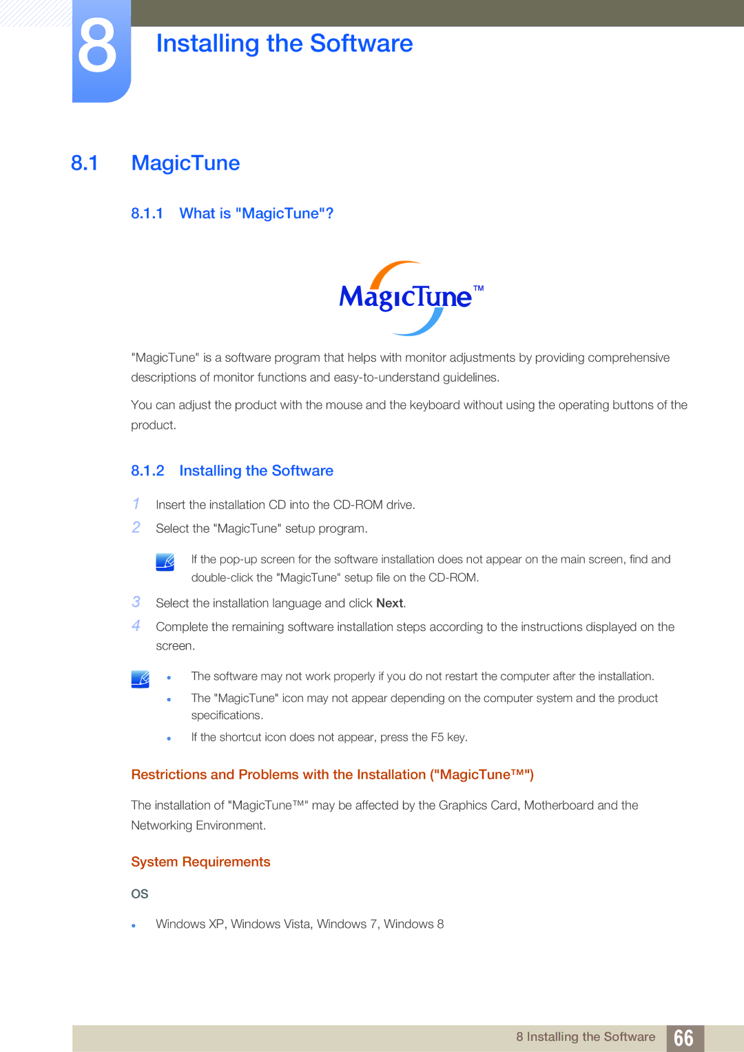 Samsung S22B150N, S22C150N user manual Installing the Software, What is MagicTune? 