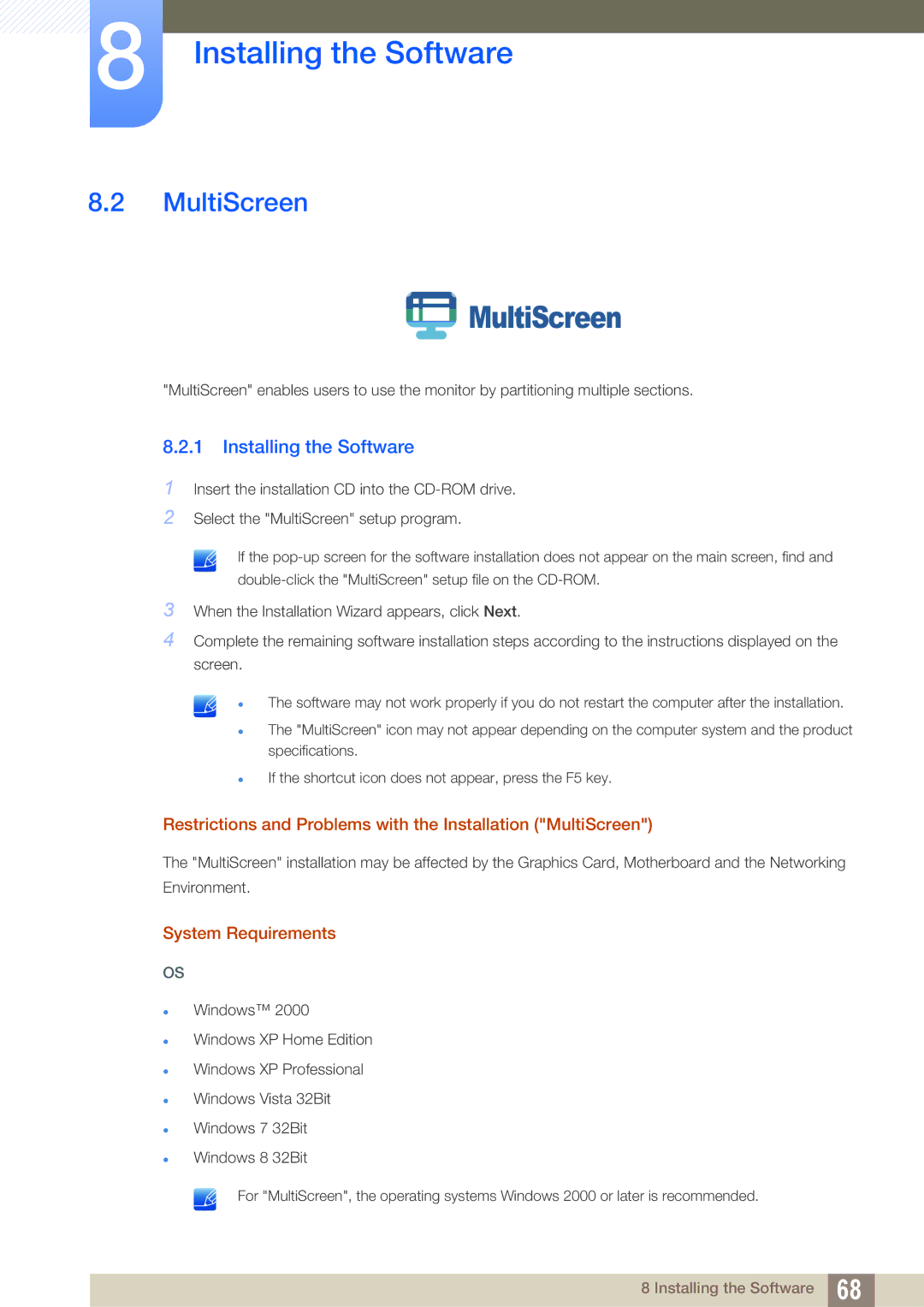 Samsung S22B150N, S22C150N user manual MultiScreen 