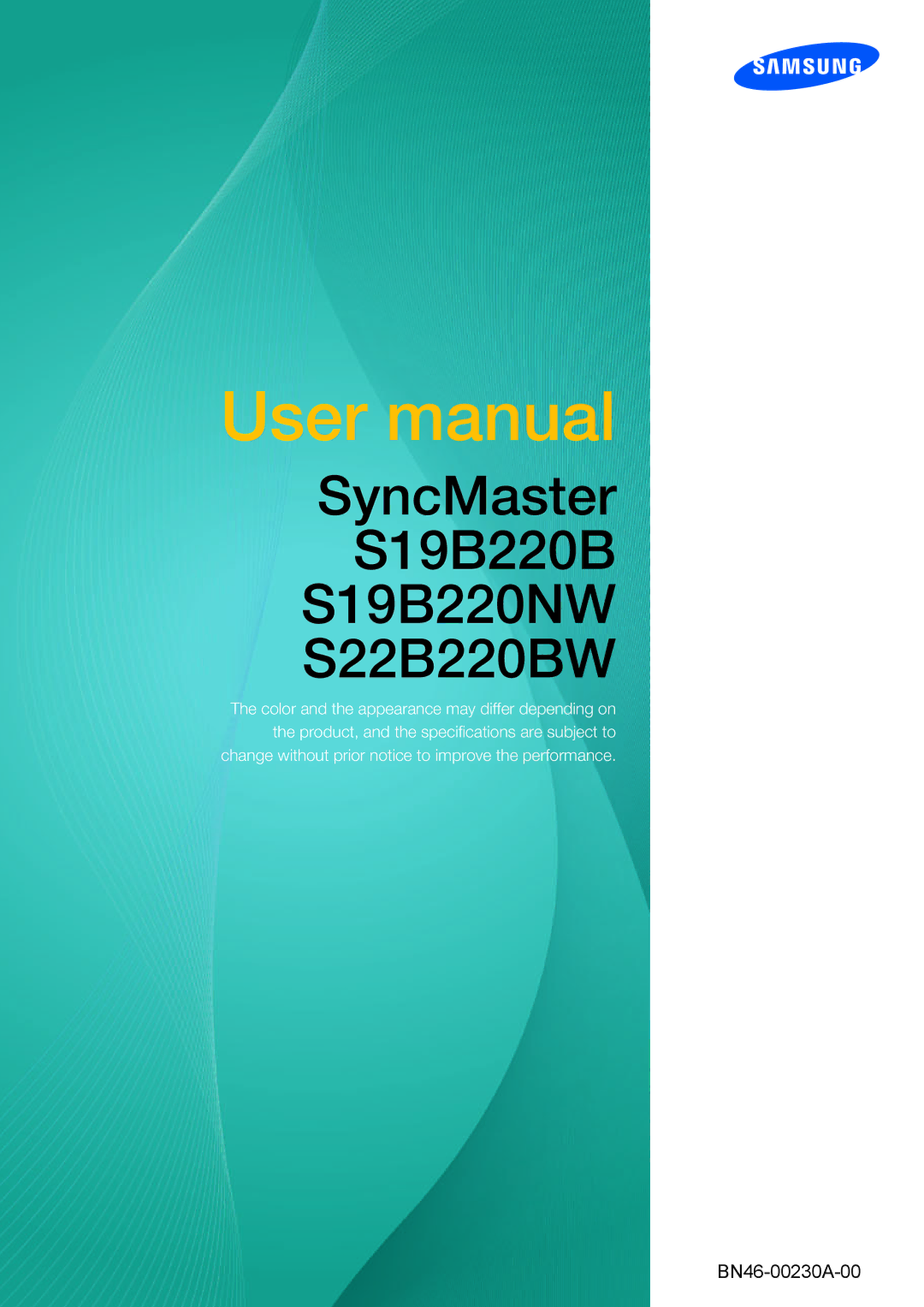 Samsung user manual SyncMaster S19B220B S19B220NW S22B220BW 