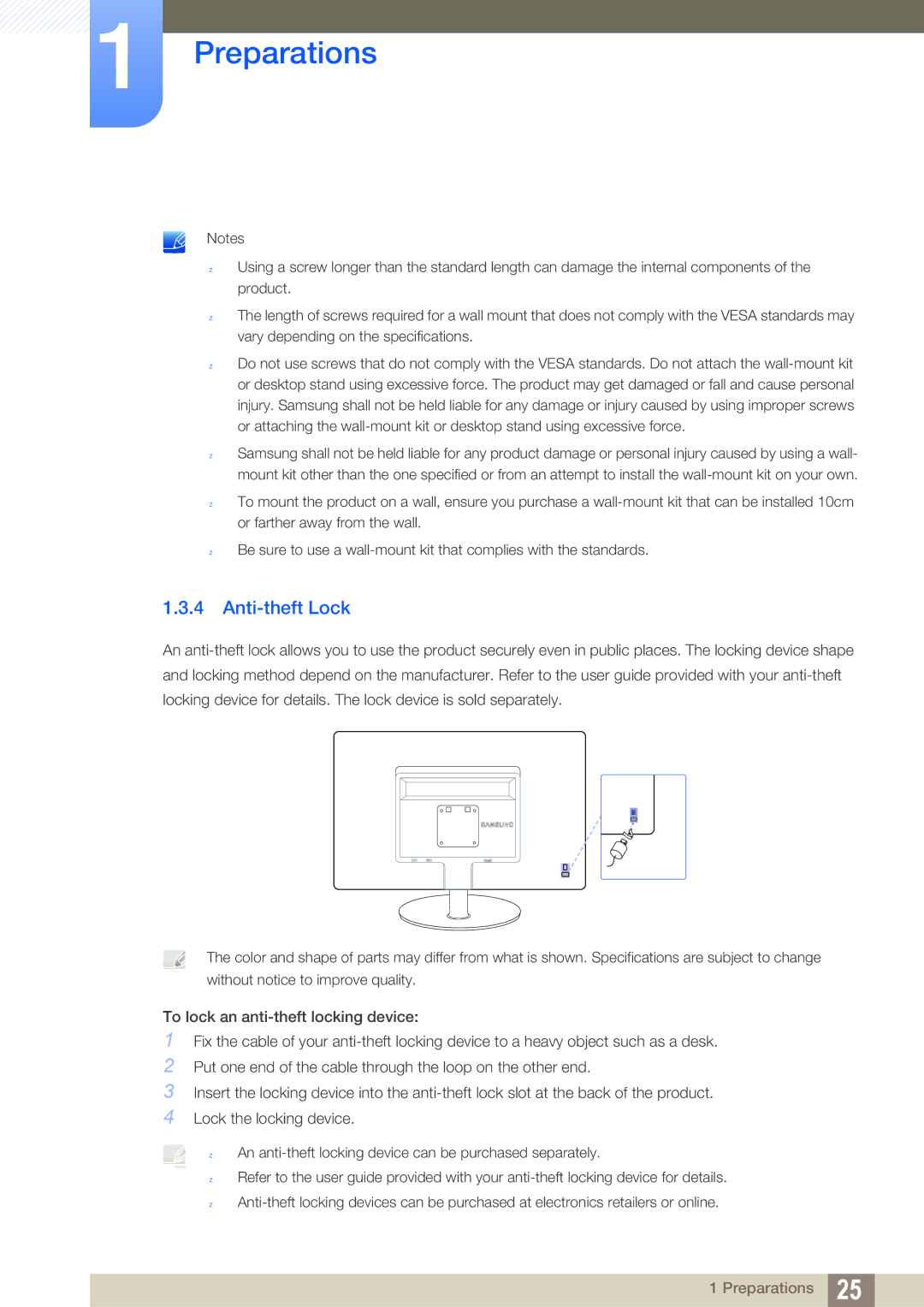 Samsung S19B220B, S22B220BW, S19B220NW user manual Anti-theft Lock 