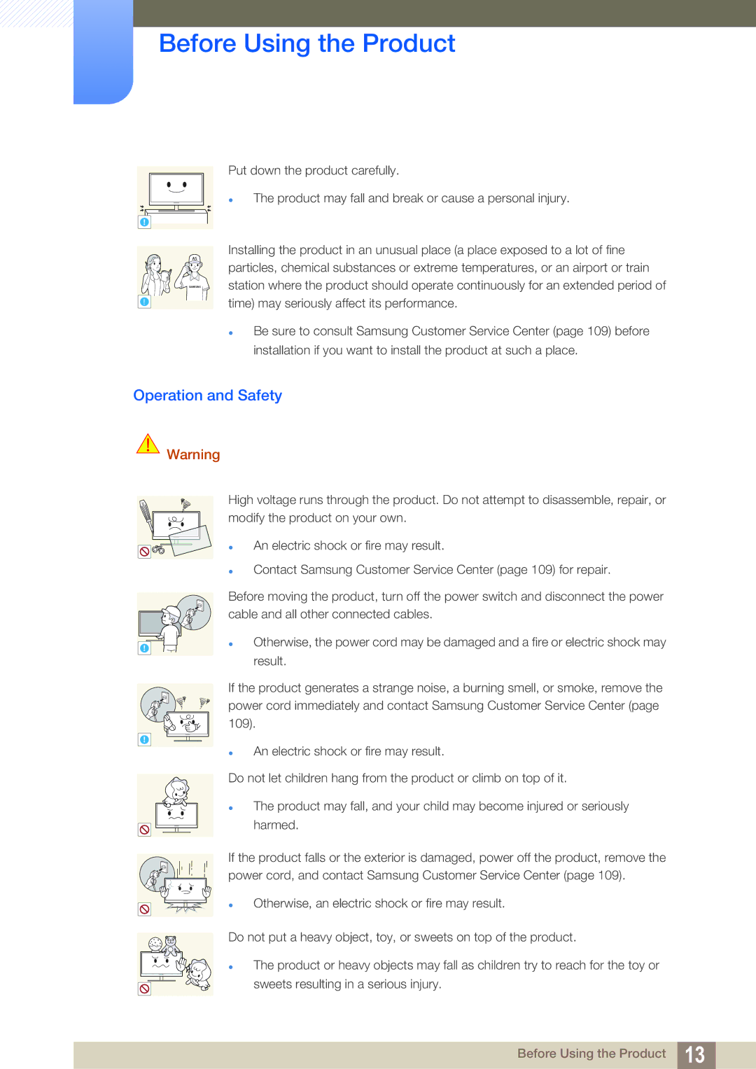 Samsung S22C450B user manual Operation and Safety 