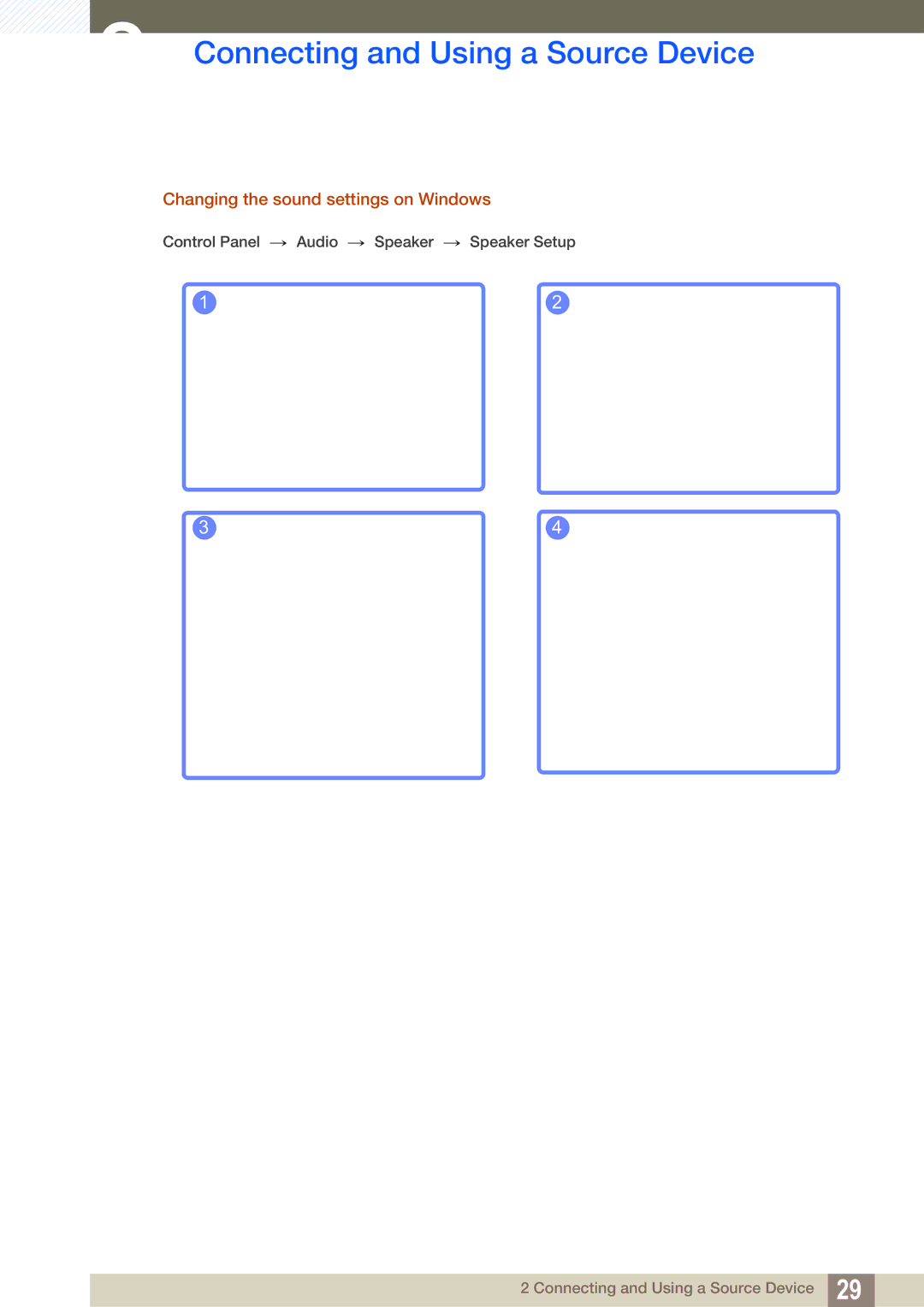 Samsung S22C450B user manual Changing the sound settings on Windows 