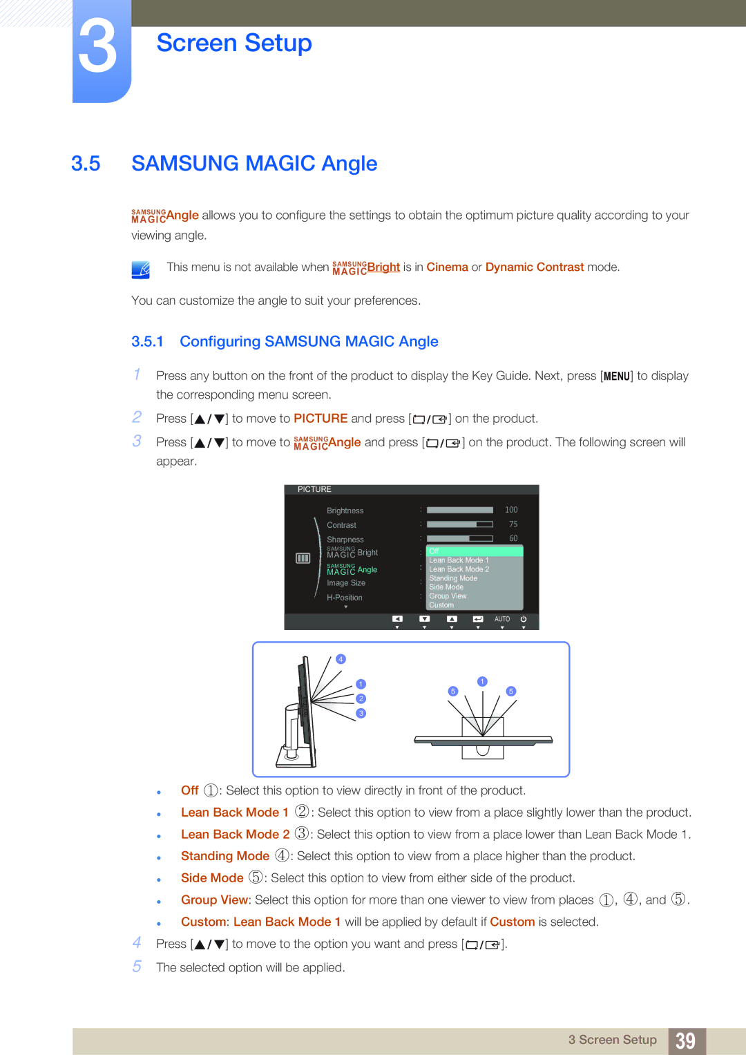 Samsung S22C450B user manual Configuring Samsung Magic Angle 