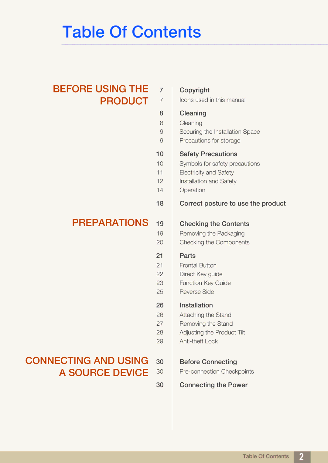 Samsung S23C570H, S27C570H user manual Table Of Contents 