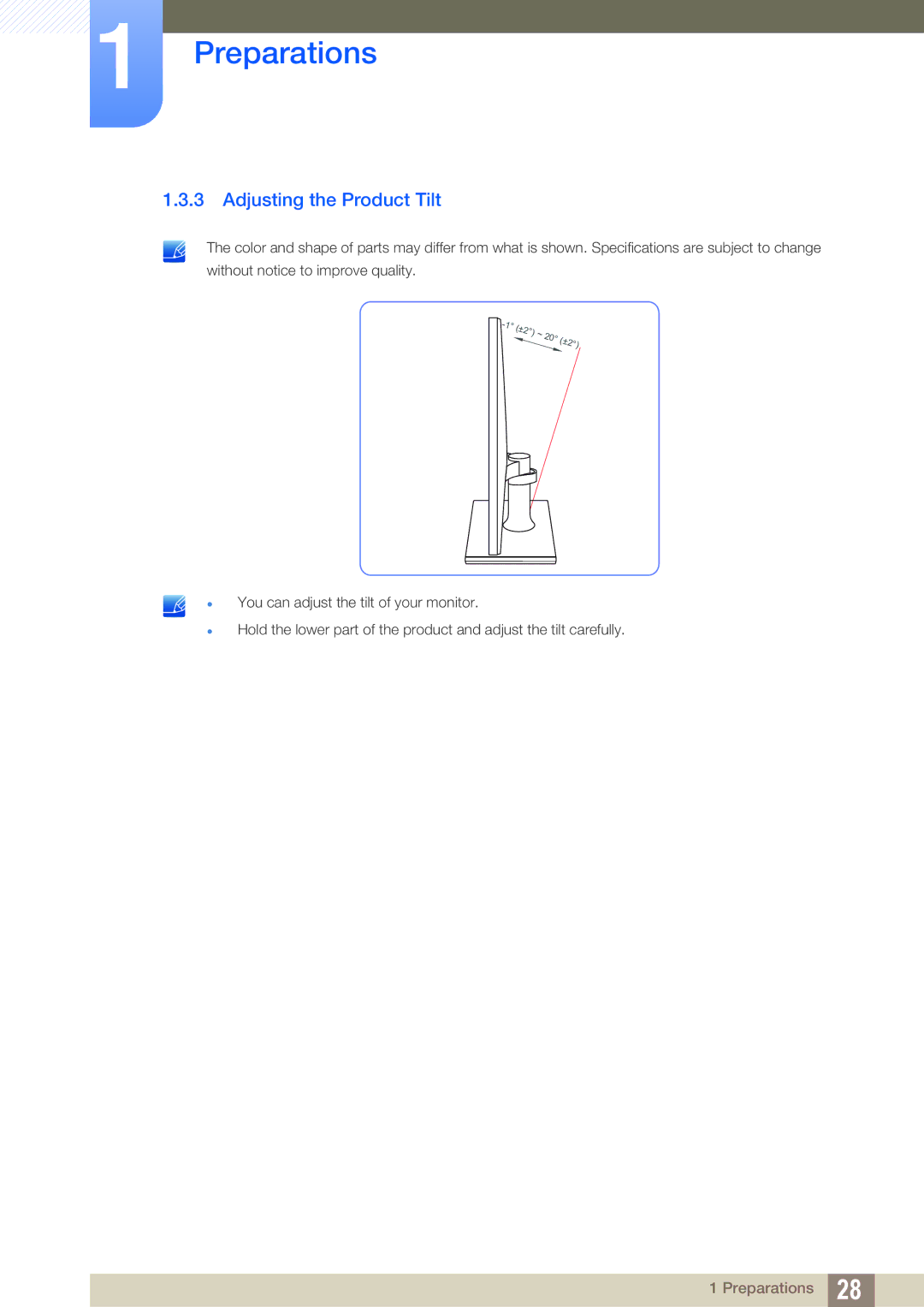 Samsung S23C570H, S27C570H user manual Adjusting the Product Tilt 