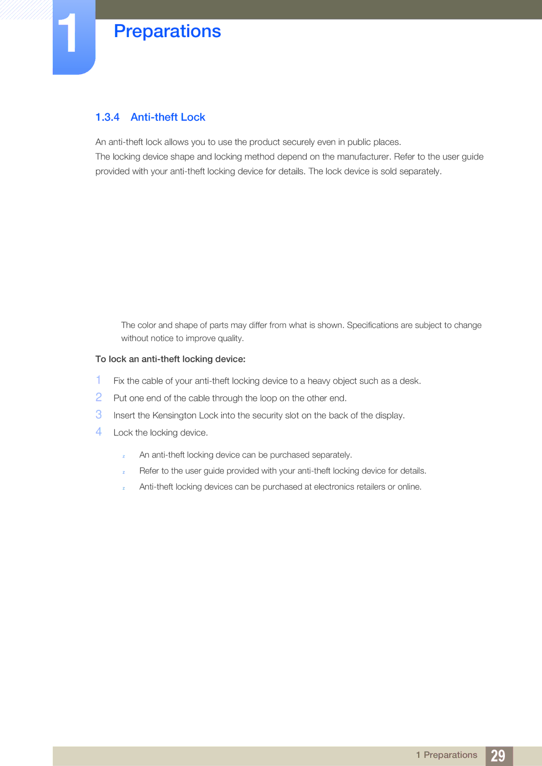 Samsung S27C570H, S23C570H user manual Anti-theft Lock 