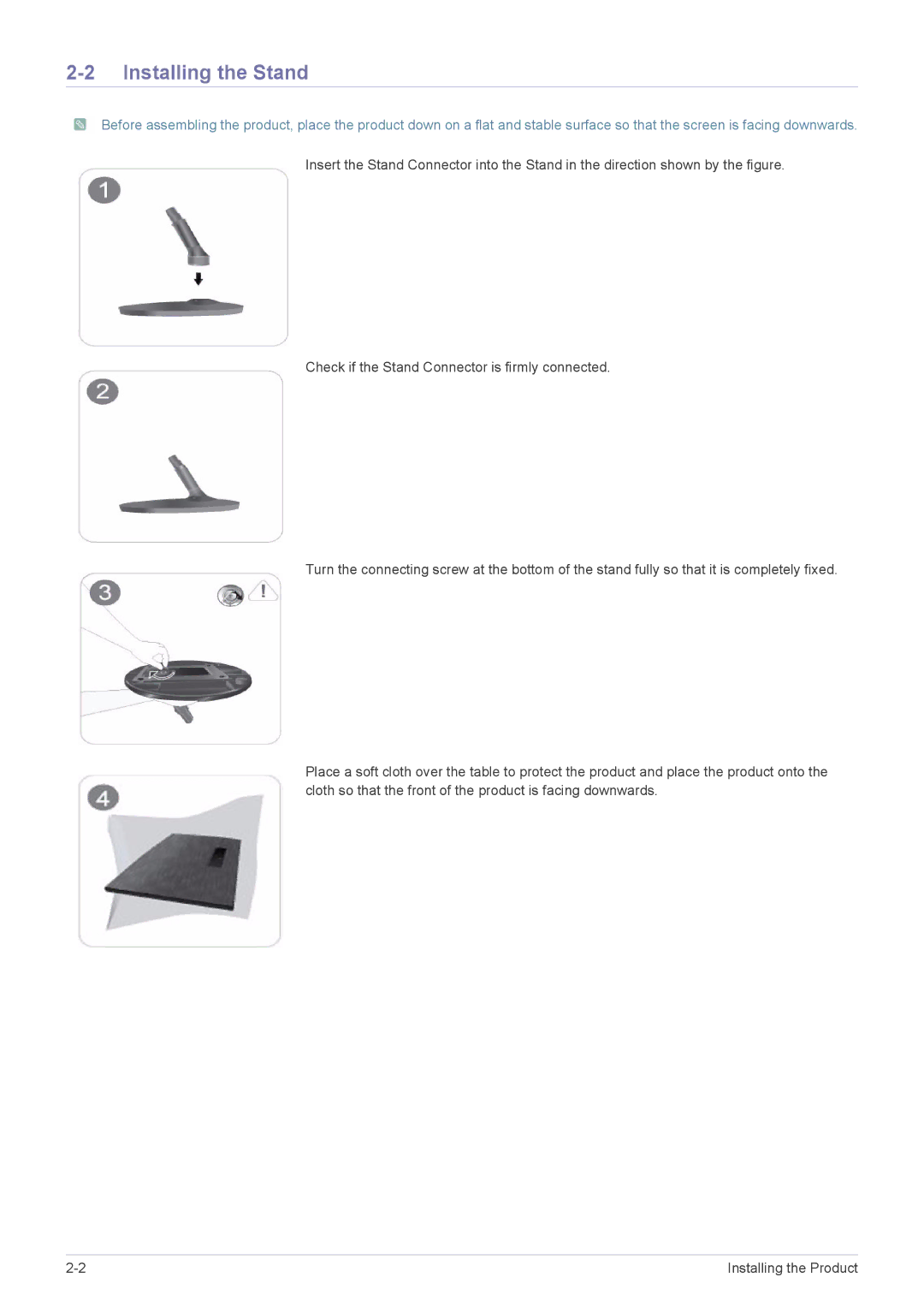 Samsung S20A300B, S24A300BL, S23A300B, S22A300B, S20A300N, S19A300B, S19A300N user manual Installing the Stand 