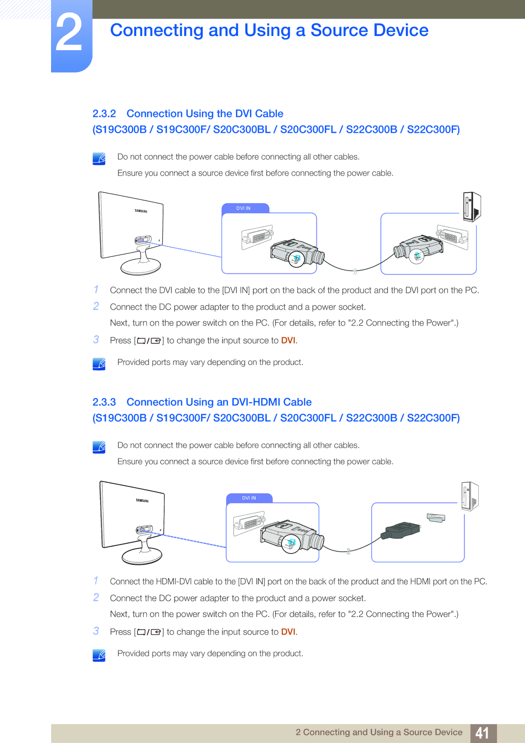 Samsung S22C300H, S24C300HL user manual Dvi 