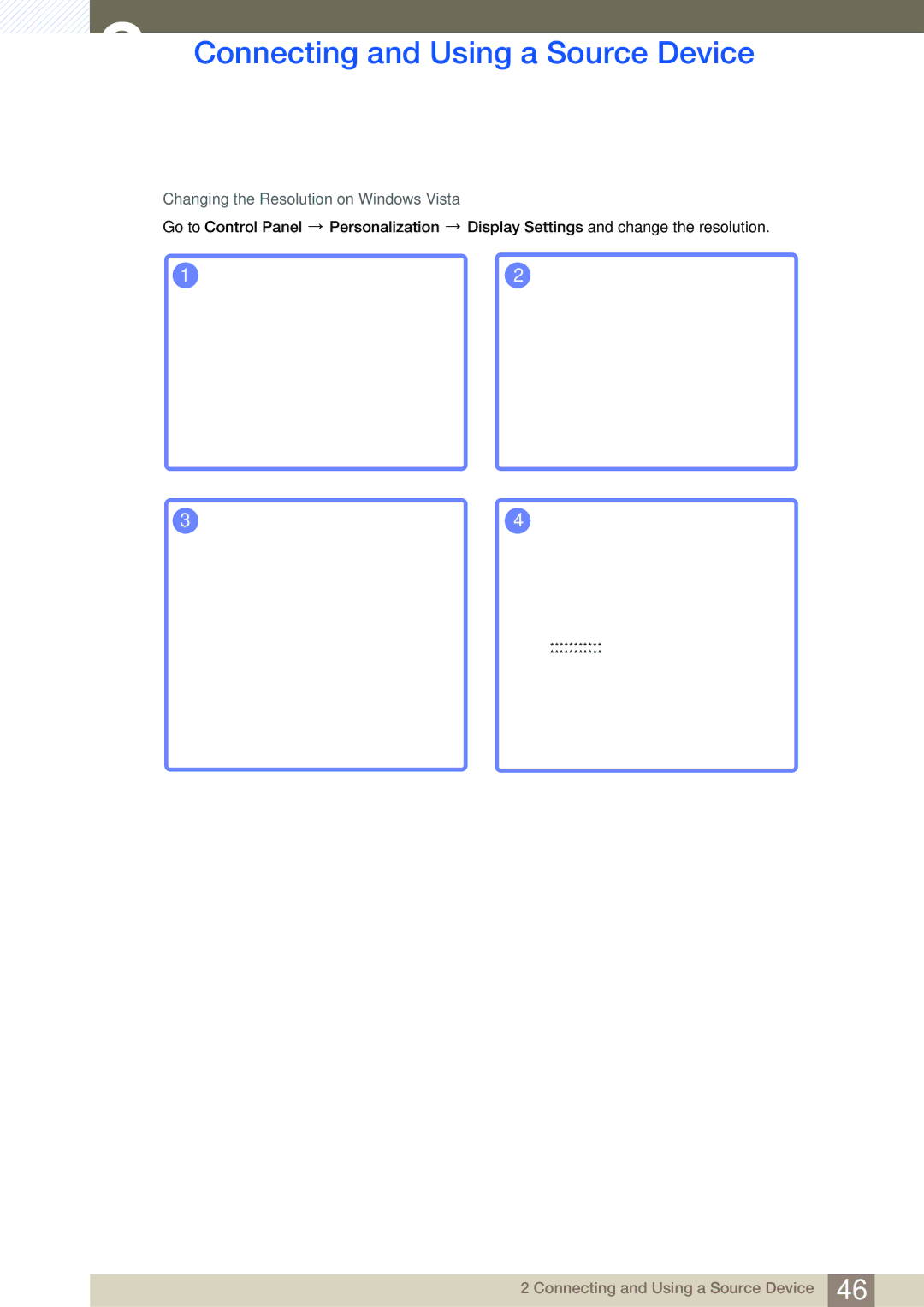 Samsung S24C300HL, S22C300H user manual Changing the Resolution on Windows Vista 