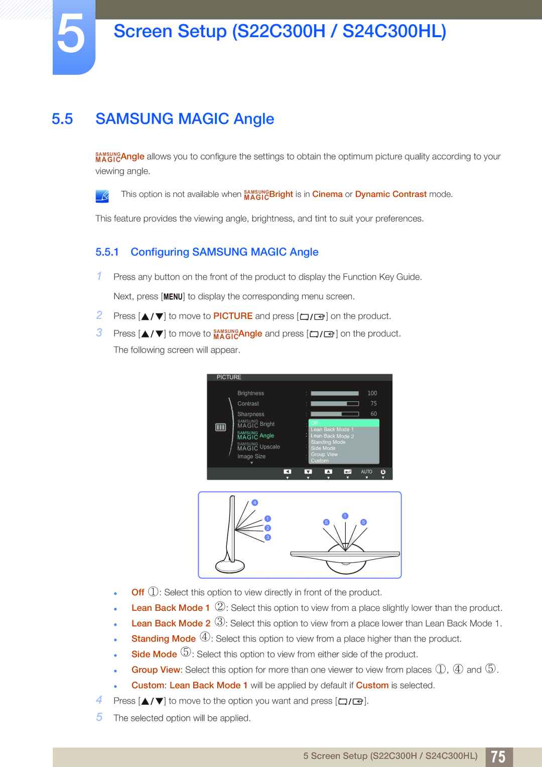 Samsung S22C300H, S24C300HL user manual Samsung Magic Angle 