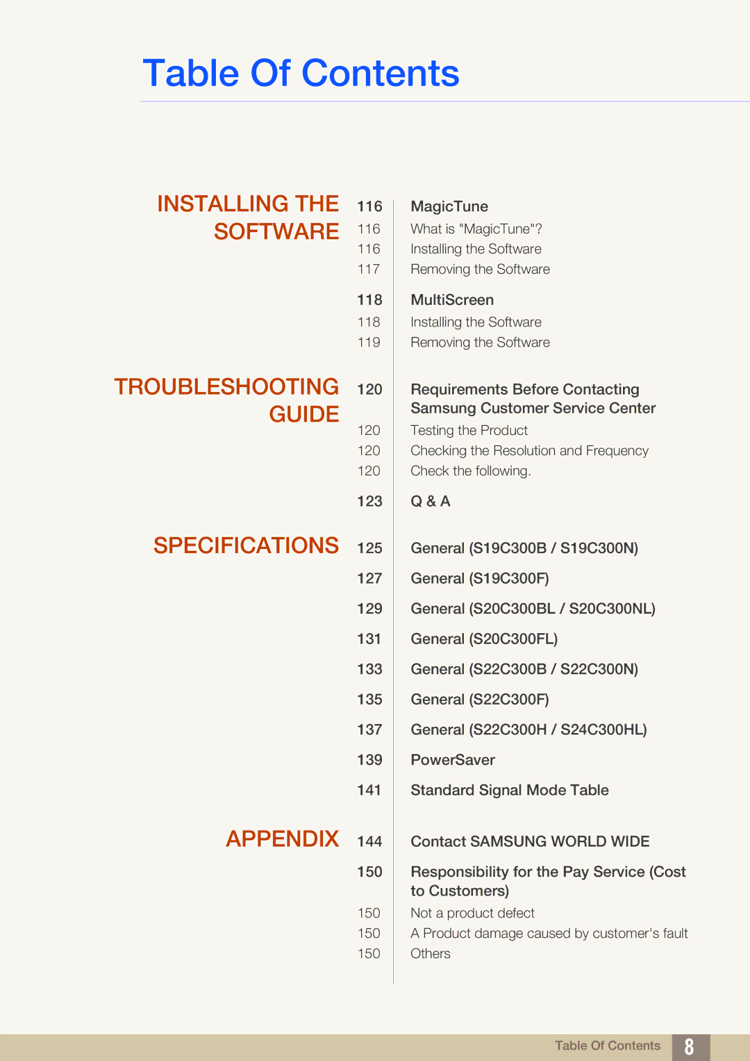 Samsung S24C300HL, S22C300H user manual Installing the 116 Software 