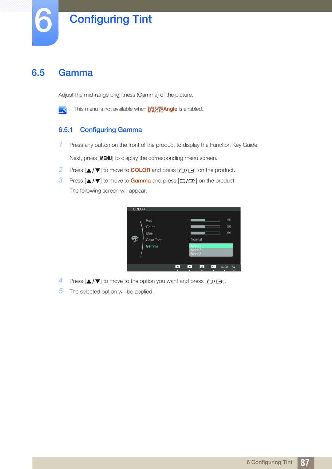 Samsung S22C300H, S24C300HL user manual Configuring Gamma 