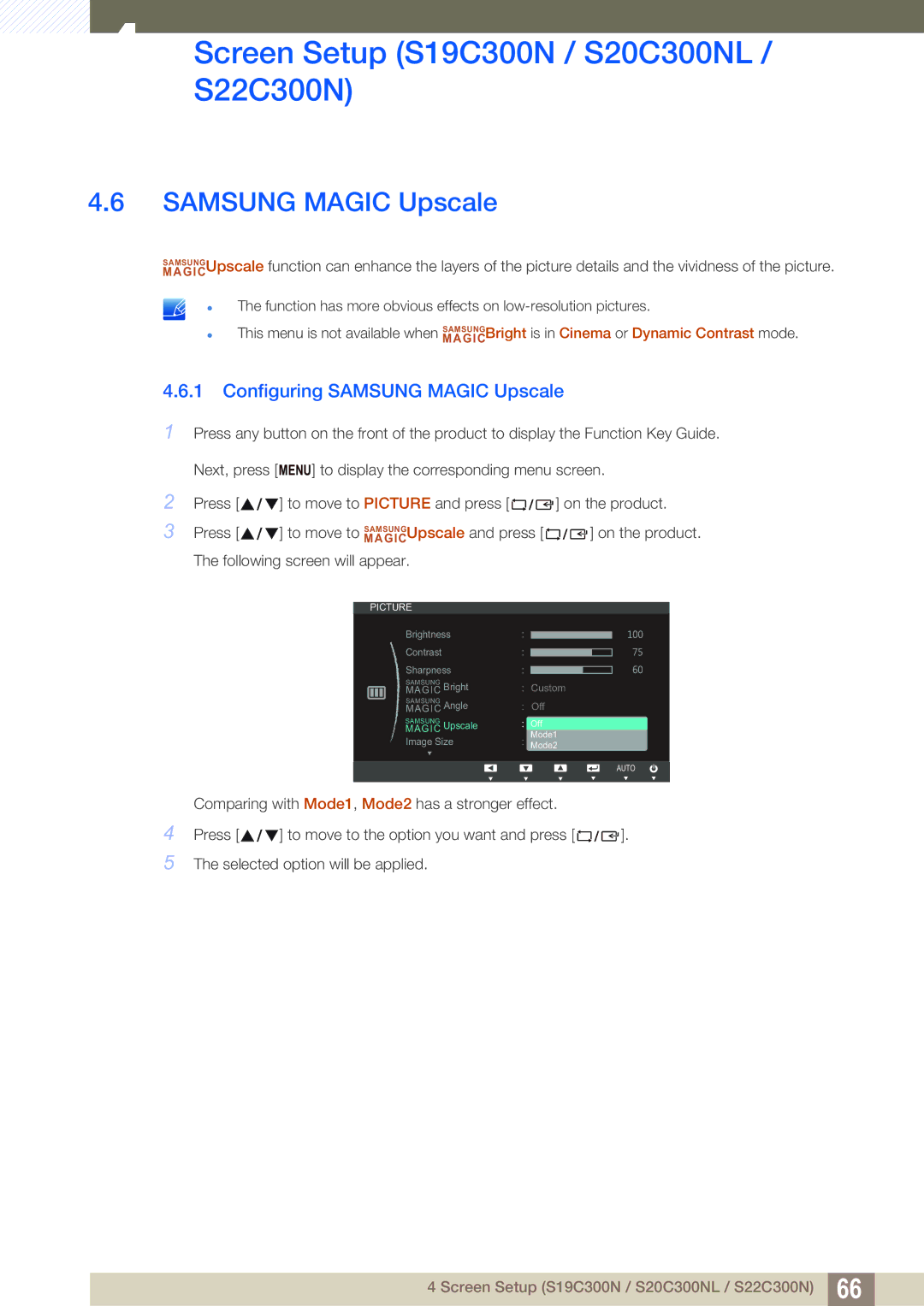 Samsung S24C300HL, S22C300H user manual Samsung Magic Upscale 