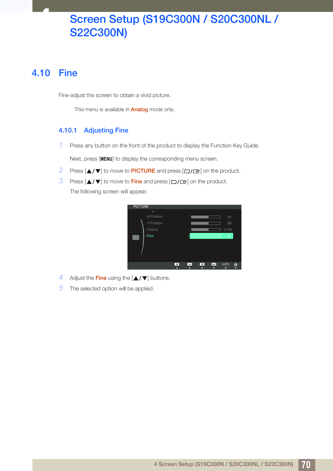 Samsung S24C300HL, S22C300H user manual Fine 