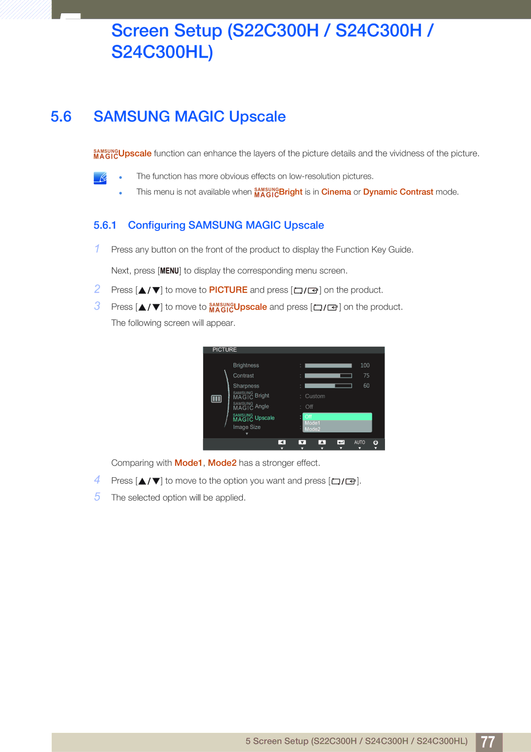 Samsung S22C300H, S24C300HL user manual Samsung Magic Upscale 