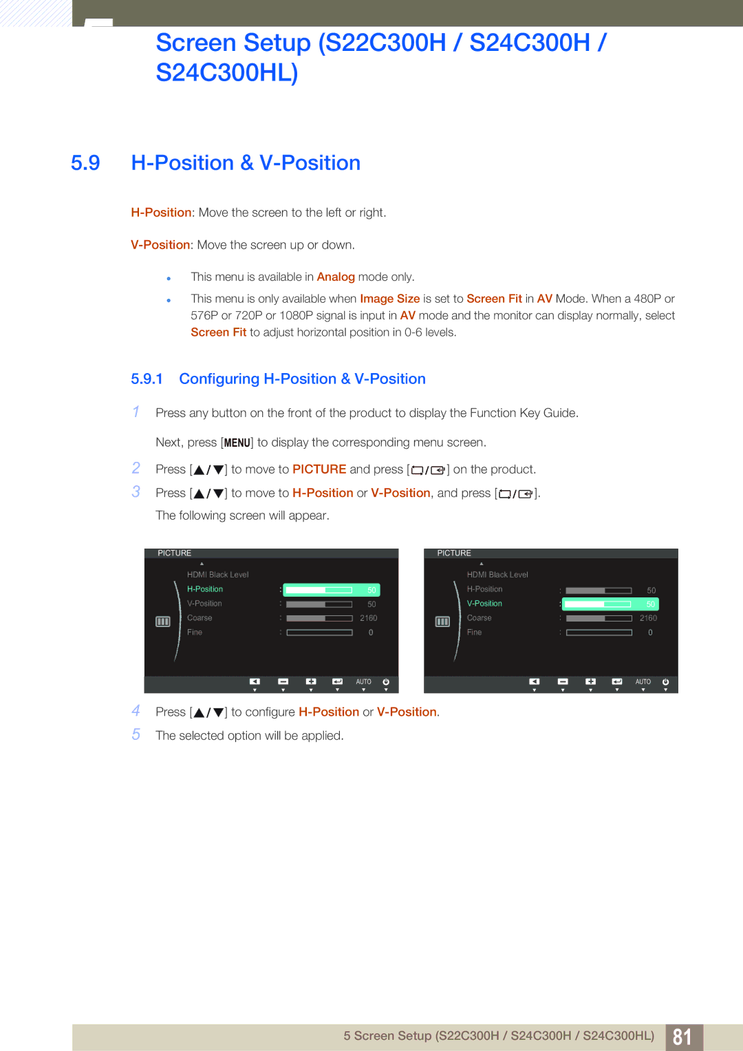 Samsung S22C300H, S24C300HL user manual Hdmi Black Level 