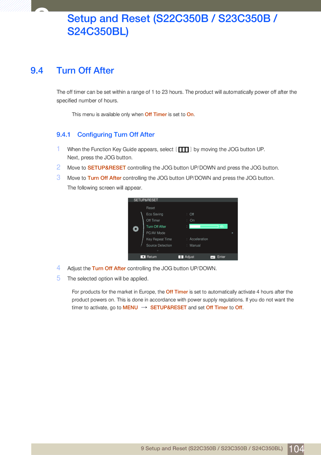 Samsung S24C350HL, S22C350H user manual PC/AV Mode Key Repeat Time 