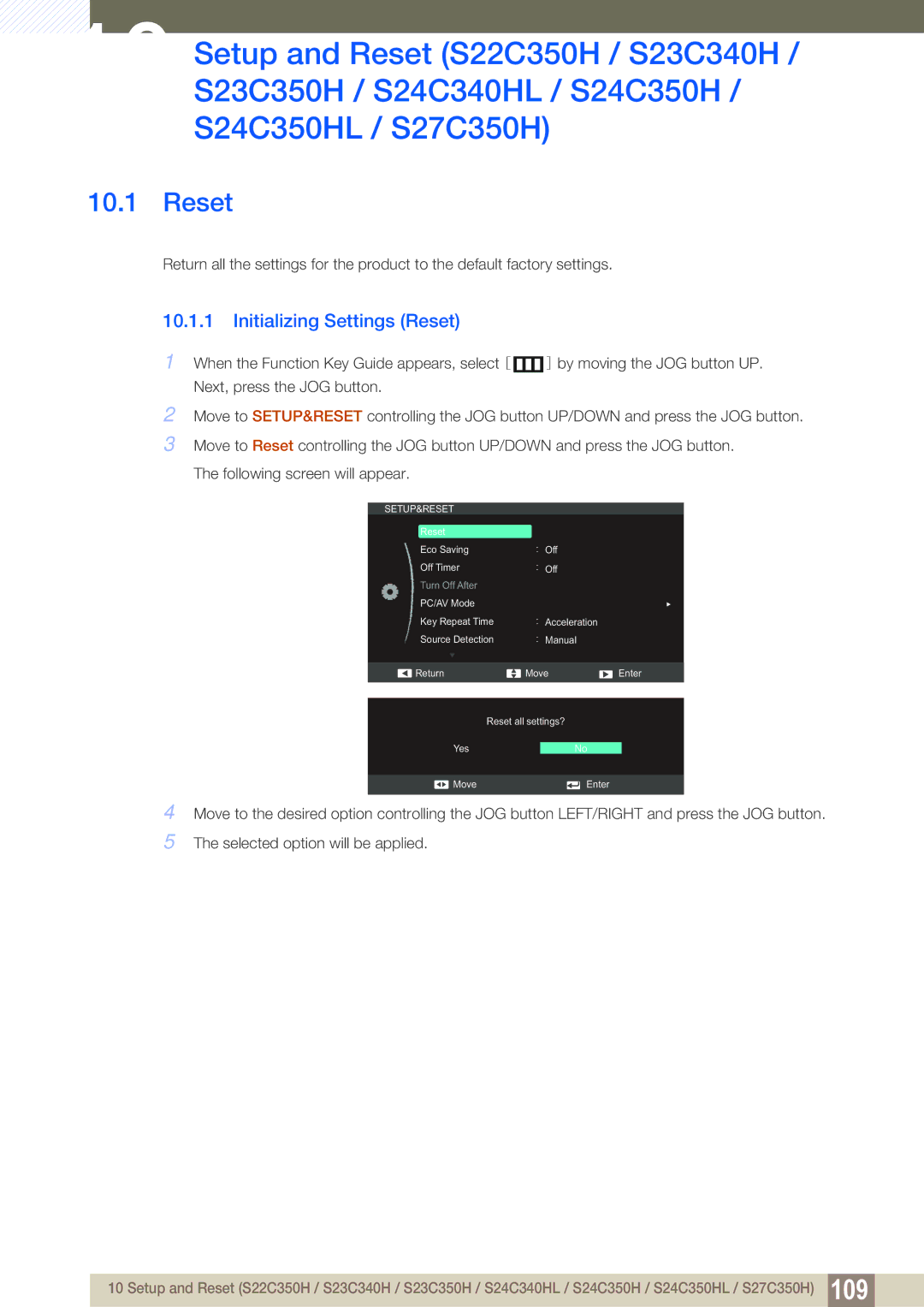 Samsung S22C350H, S24C350HL user manual Reset 