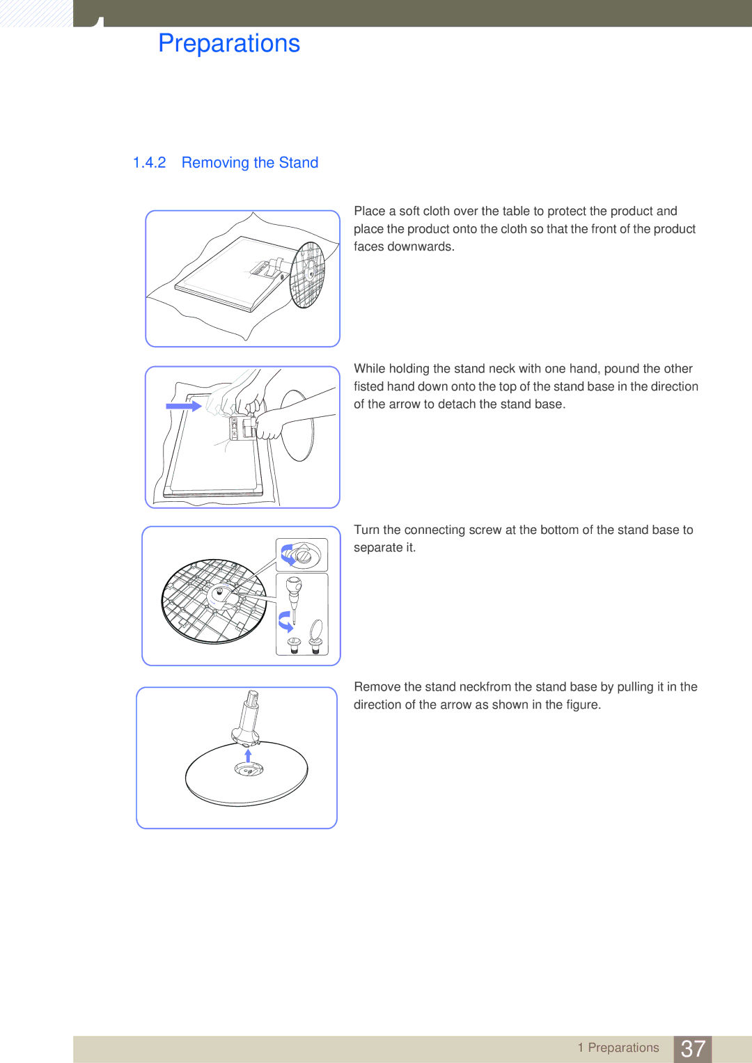 Samsung S22C350H, S24C350HL user manual Removing the Stand 