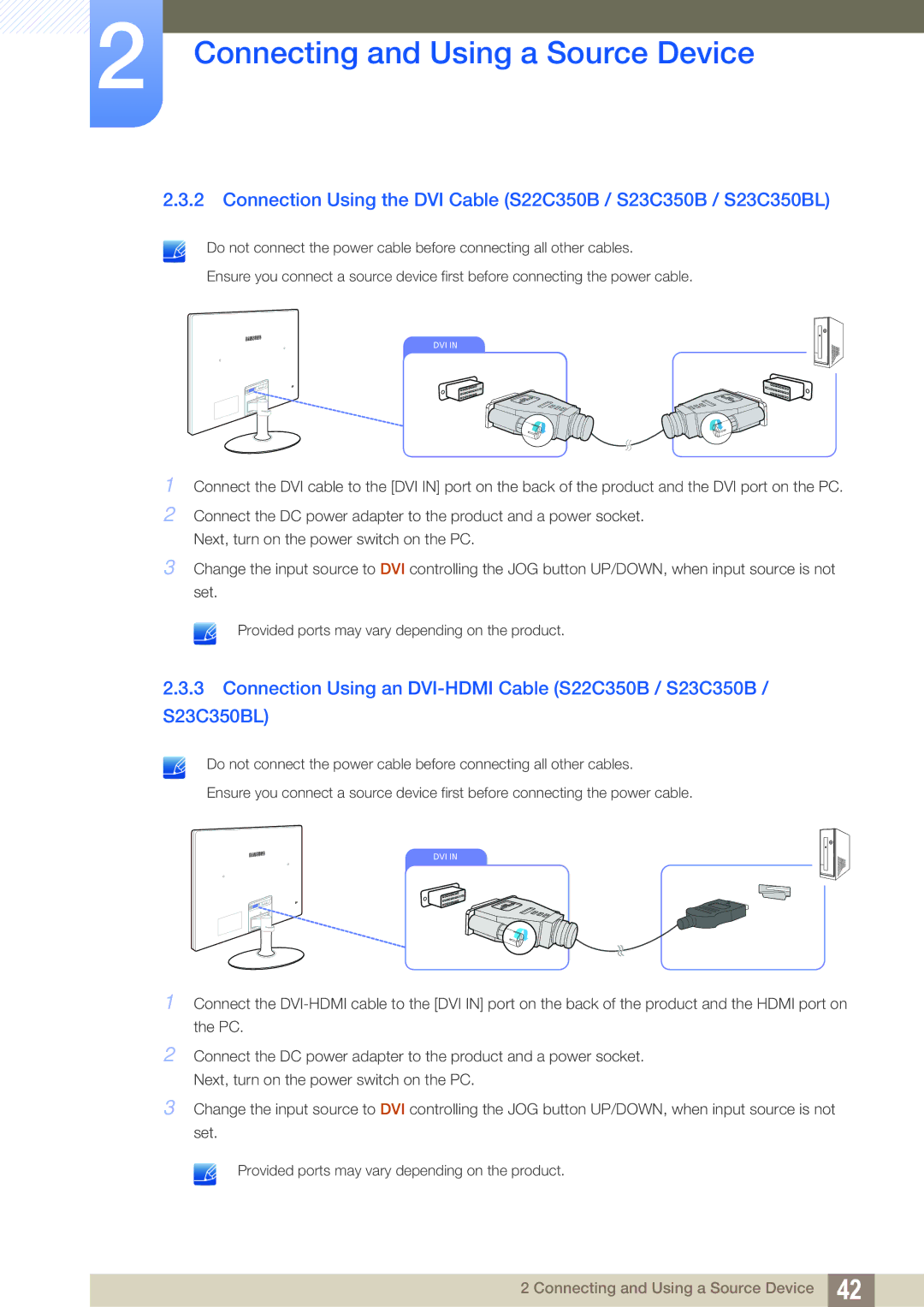 Samsung S24C350HL, S22C350H user manual Dvi 