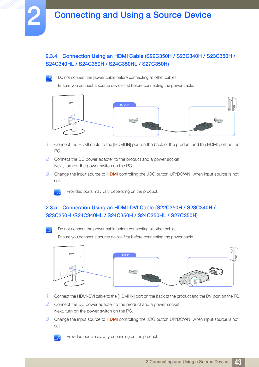 Samsung S22C350H, S24C350HL user manual Hdmi 