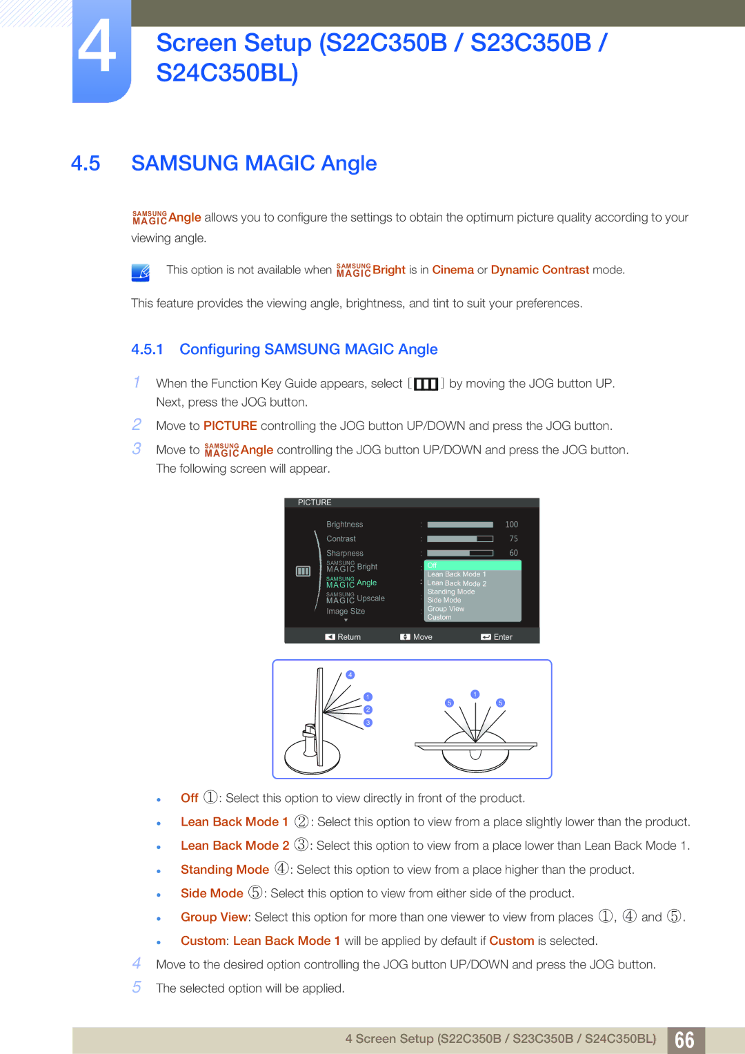 Samsung S24C350HL, S22C350H user manual Samsung Magic Angle 