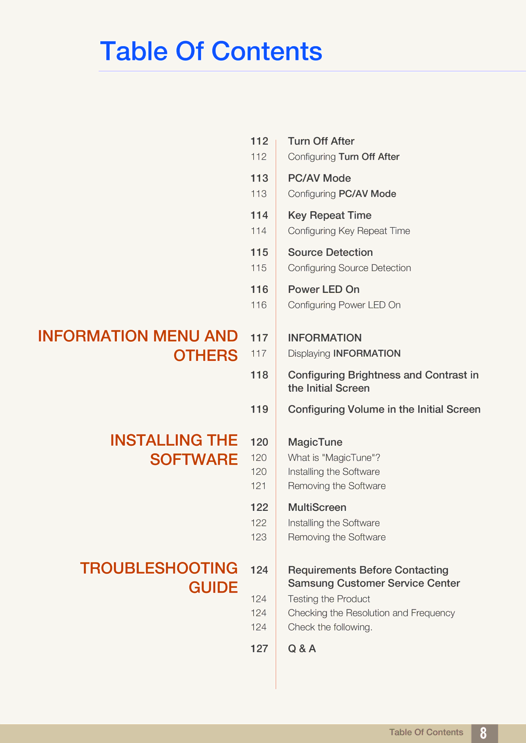 Samsung S24C350HL, S22C350H user manual Information Menu and 117 Others 