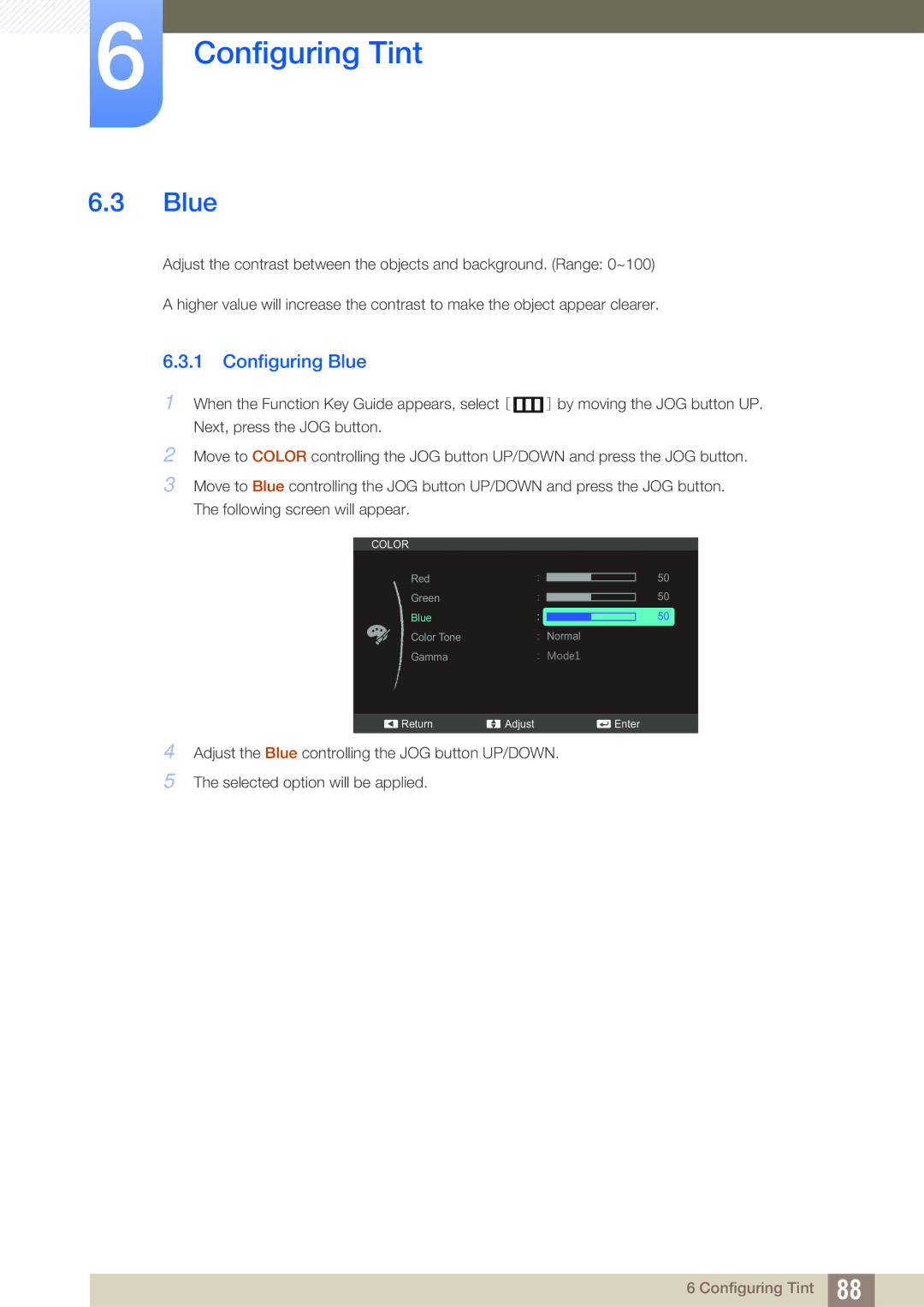 Samsung S24C350HL, S22C350H user manual Configuring Blue 