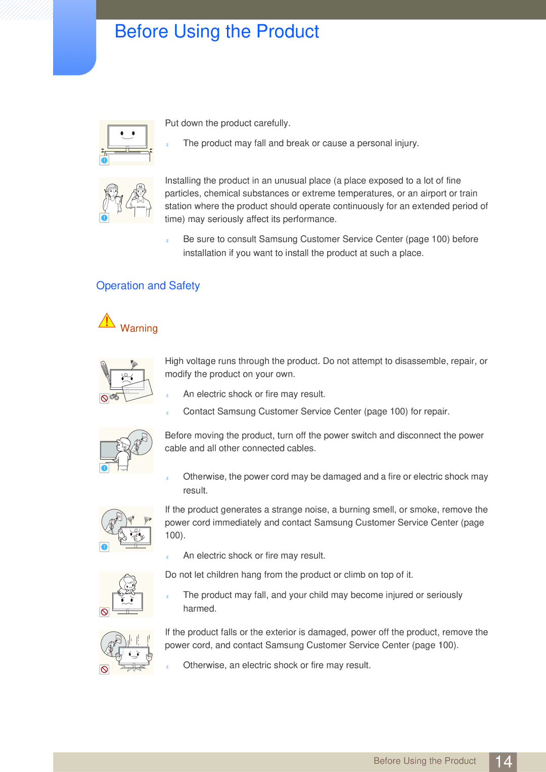 Samsung S24C650PL user manual Operation and Safety 