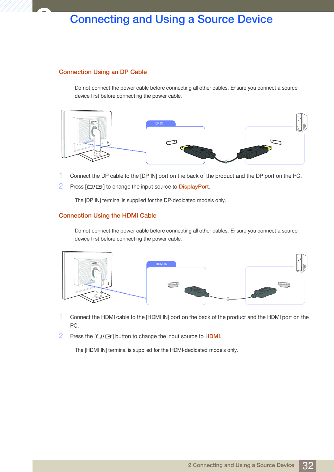 Samsung S24C650PL user manual Connection Using an DP Cable 