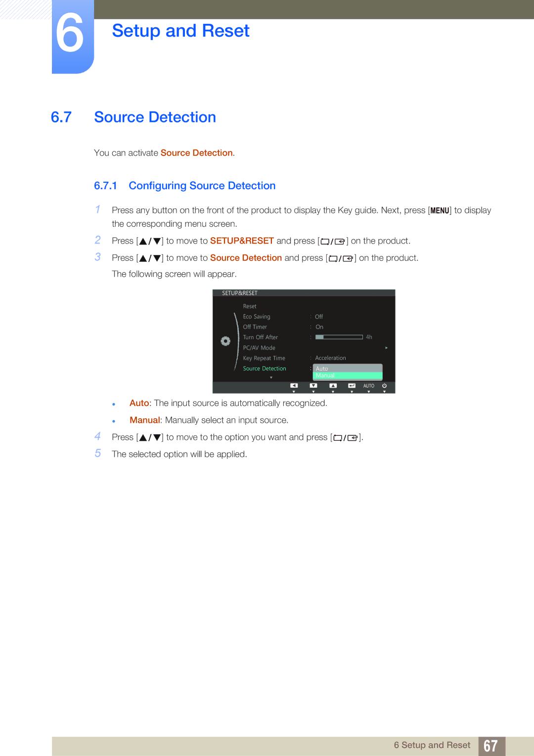 Samsung S24C750P user manual Configuring Source Detection 