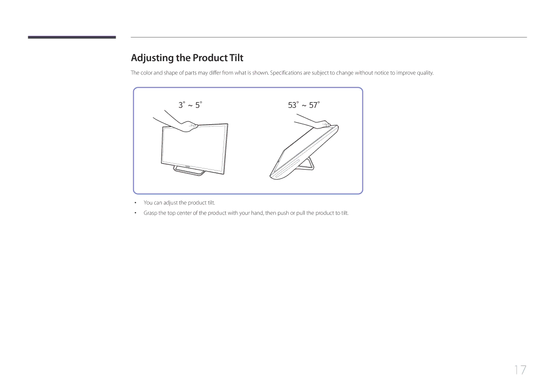 Samsung S24C770T user manual Adjusting the Product Tilt, 53 ~ 