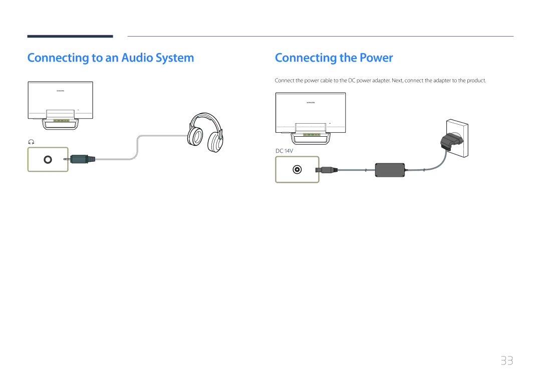 Samsung S24C770T user manual Connecting to an Audio System Connecting the Power 