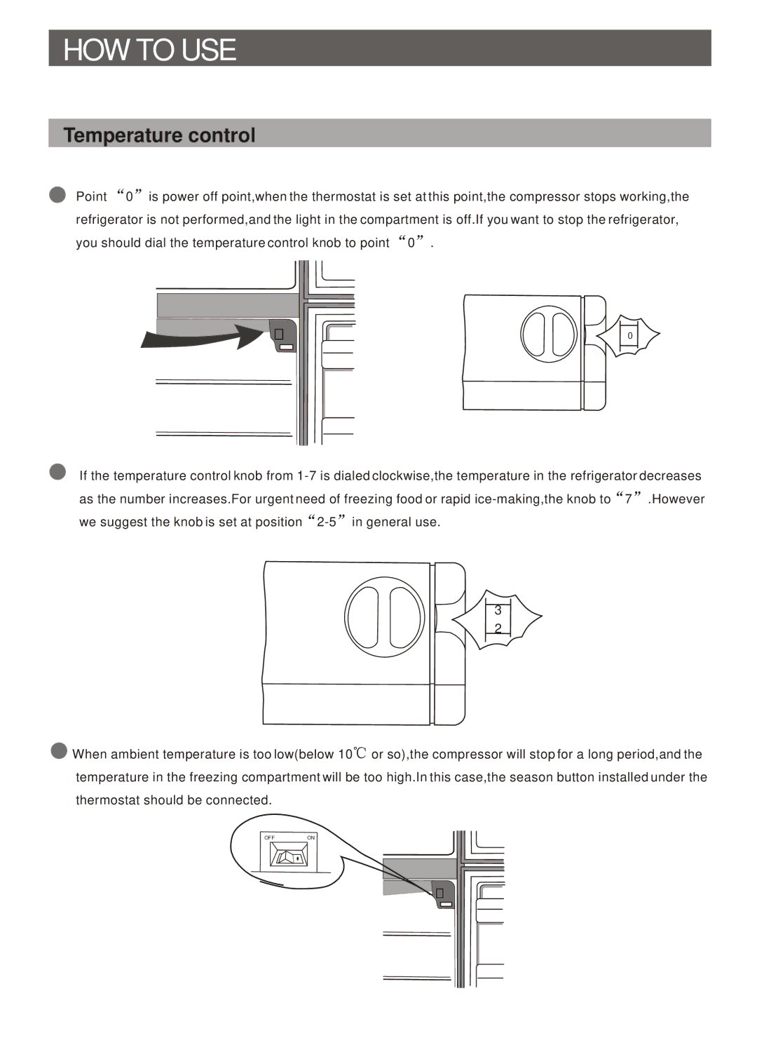 Samsung S17ENPSWKL/SES, S24ENPSWHL/SAM, S24ENPSWQN/CAF, S19ENPNTQL/MOH, S19ENPSWQL/MOH manual HOW to USE, Temperature control 