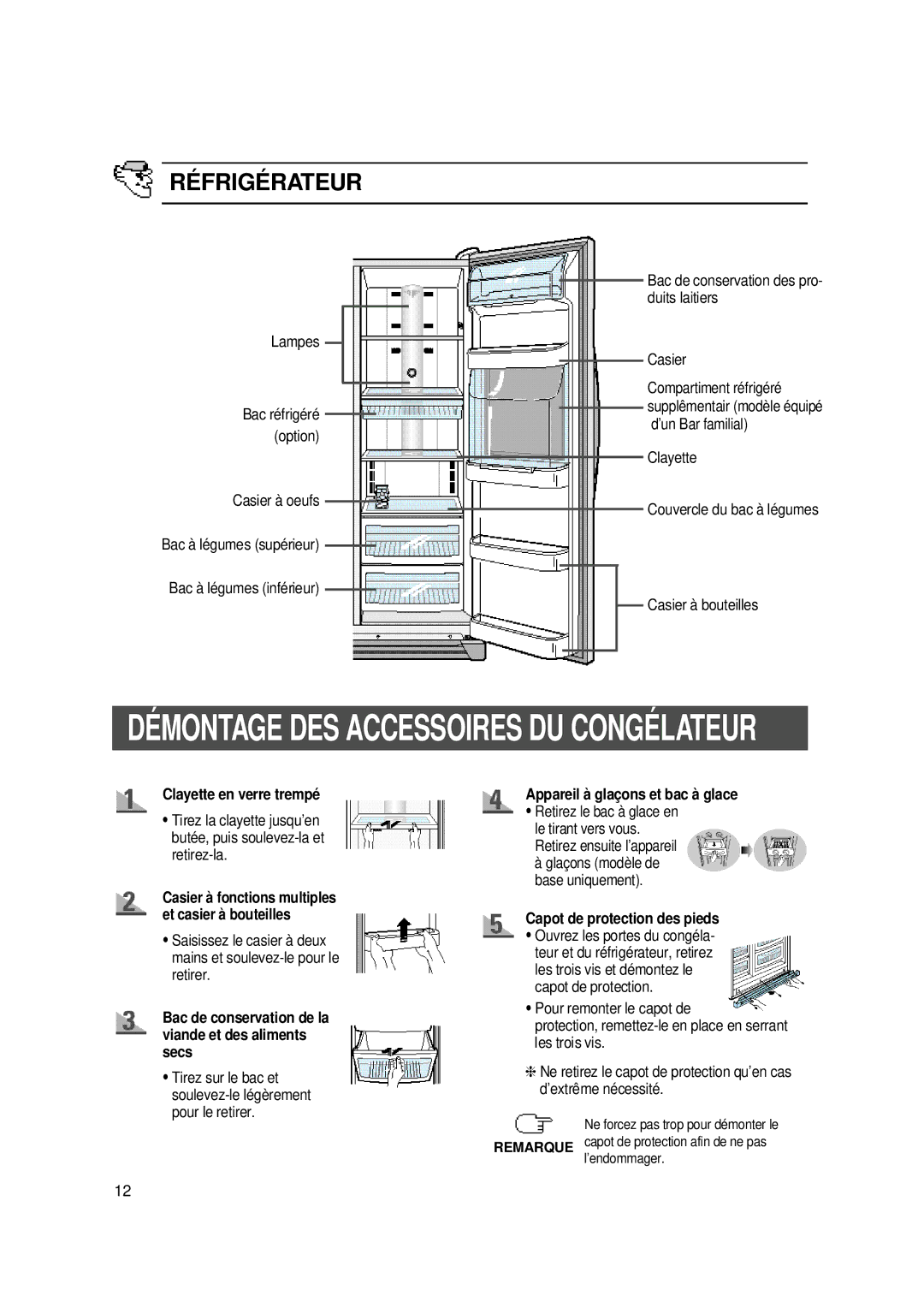 Samsung SS20WG2/XEF Réfrigéra Teur, Bac de conservation de la viande et des aliments secs, Capot de protection des pieds 