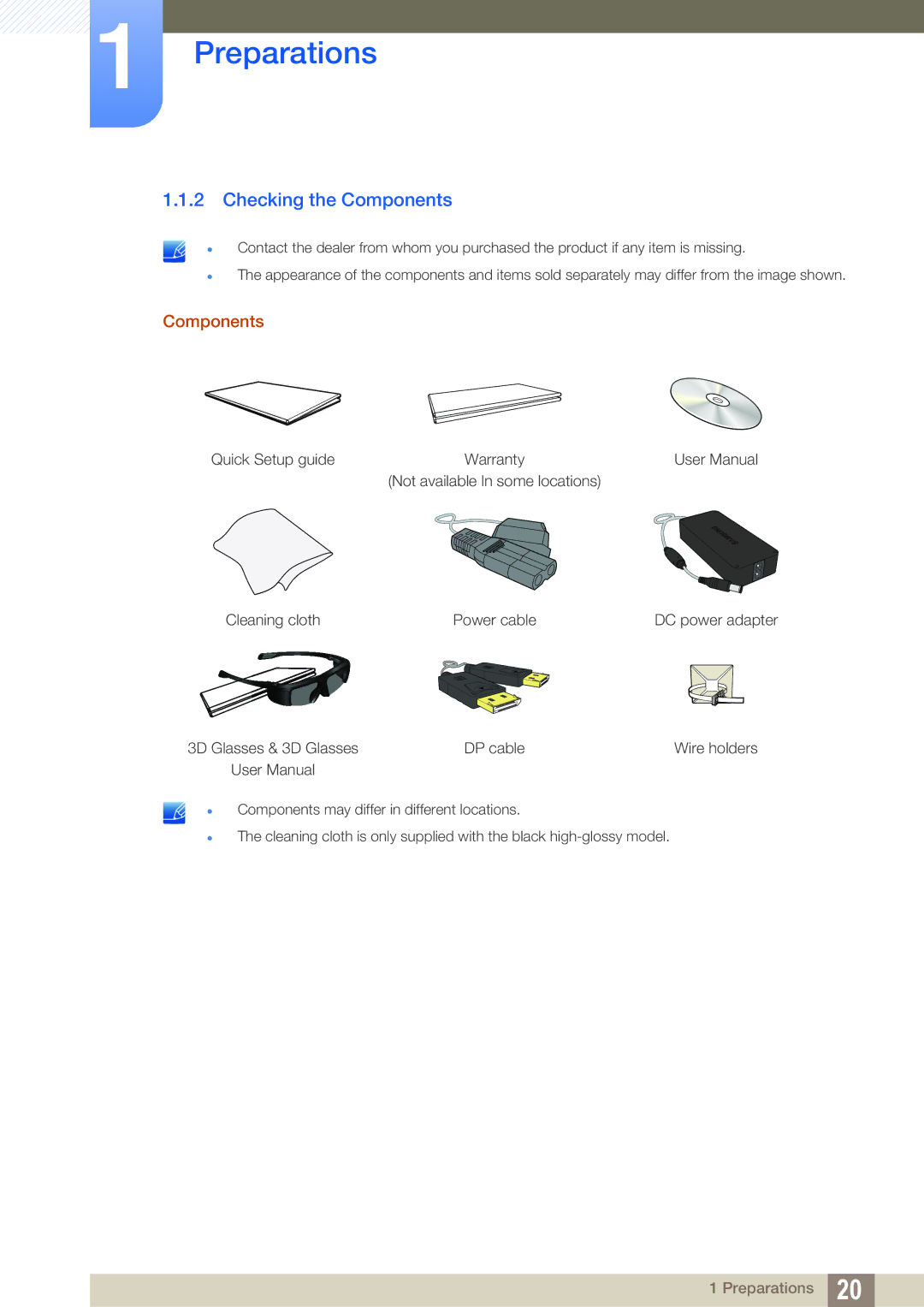 Samsung S27A750D, S23A750D user manual Checking the Components 