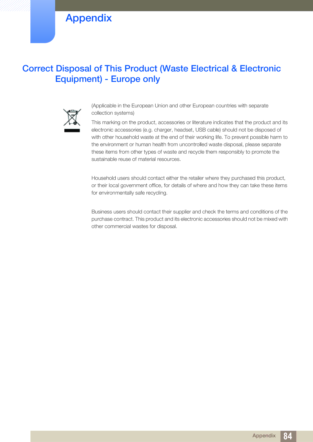 Samsung S27A750D, S23A750D user manual Appendix 