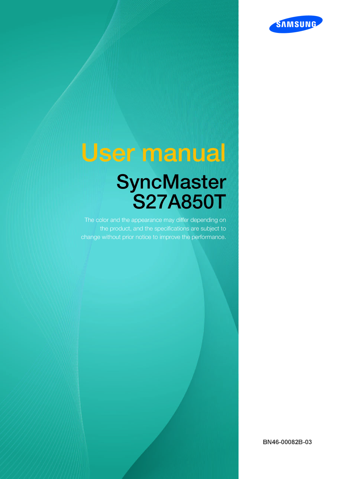 Samsung user manual SyncMaster S27A850T 