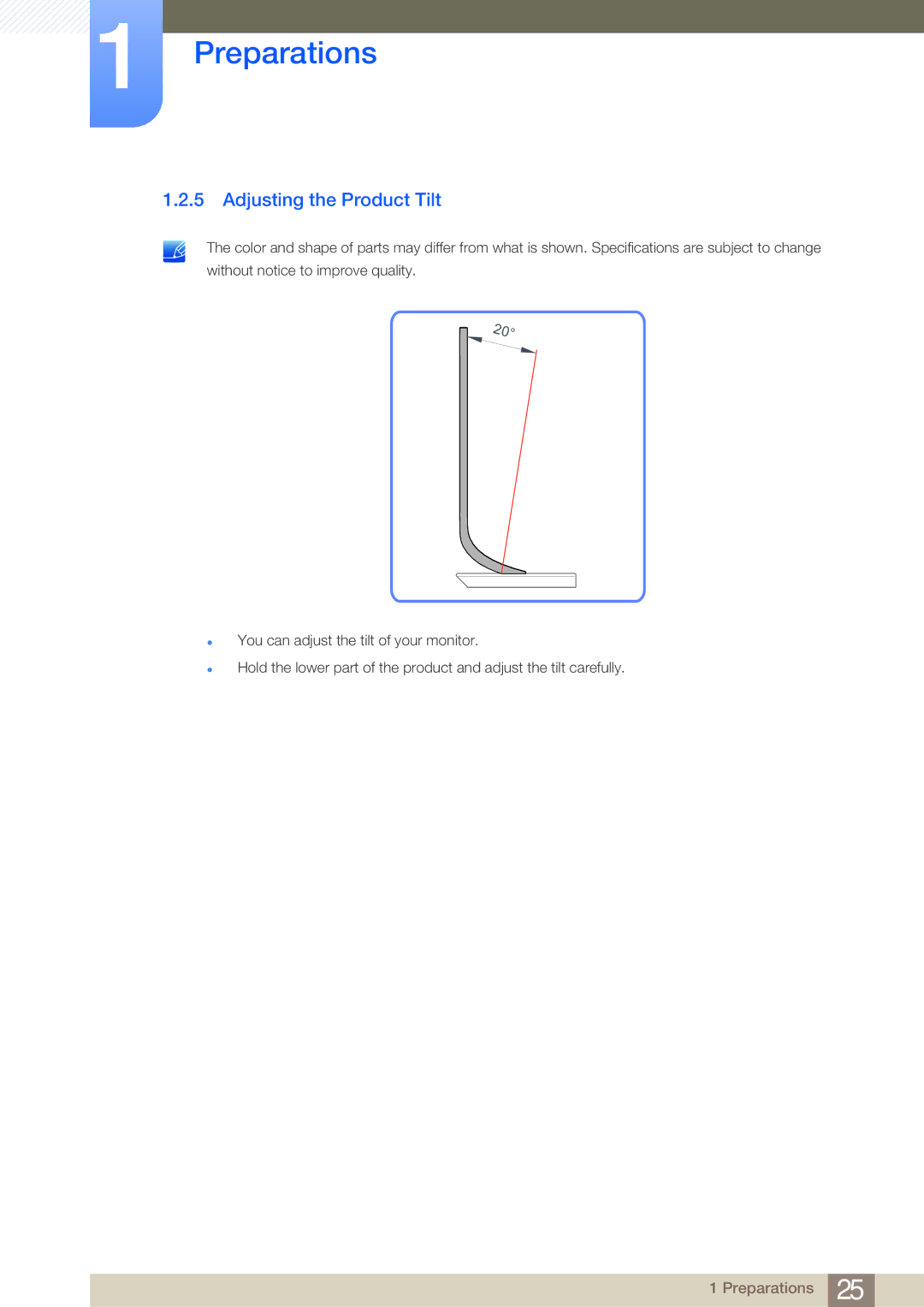 Samsung S23A950D, S27A950D user manual Adjusting the Product Tilt 